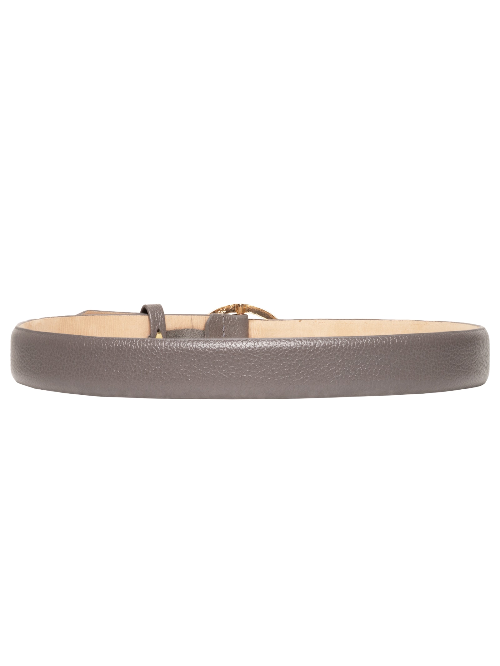 Cinto Feminino Couro Com Fivela De Metal Cinza Basiq