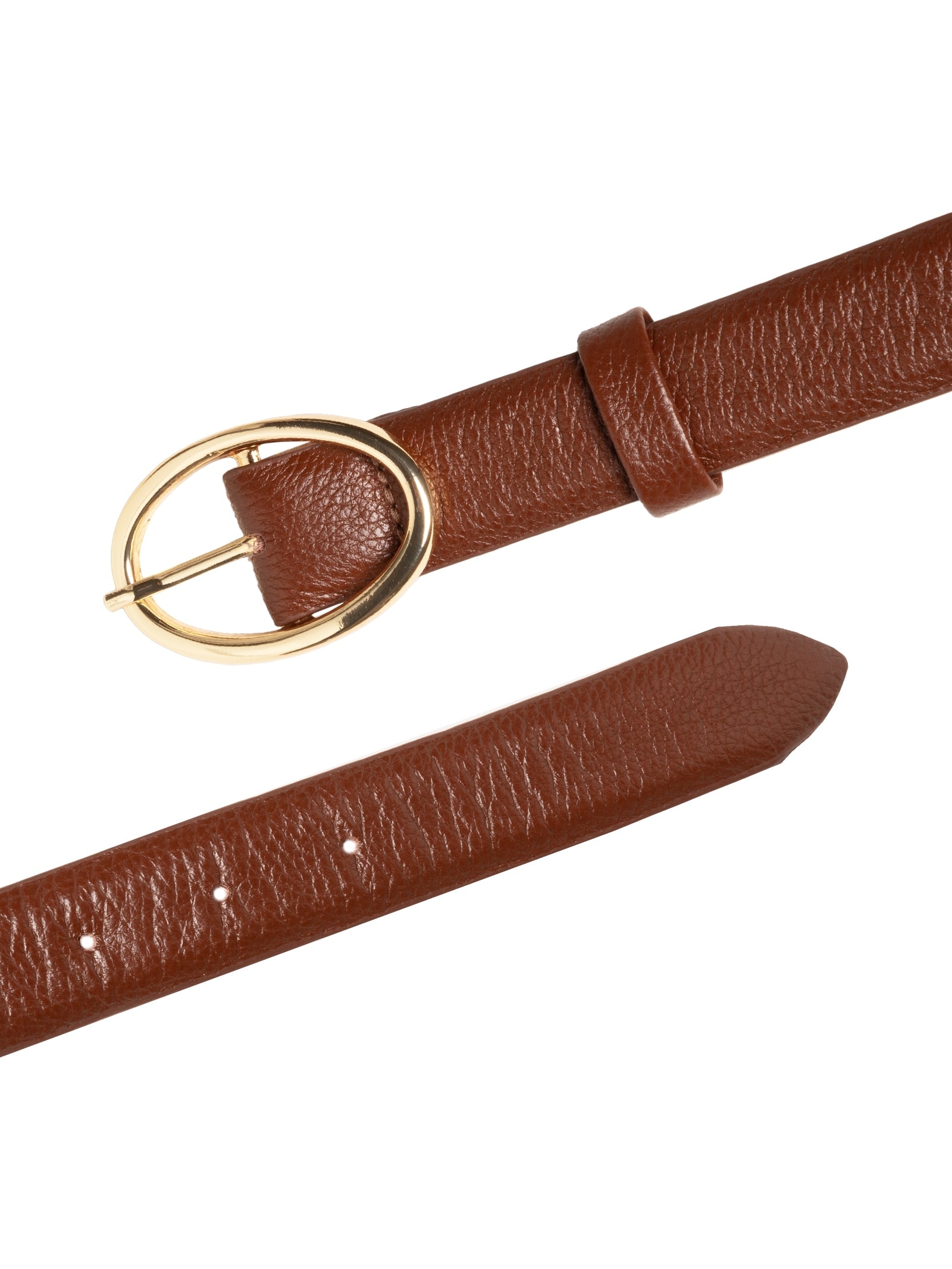 Cinto Feminino Couro Com Fivela De Metal Marrom Basiq