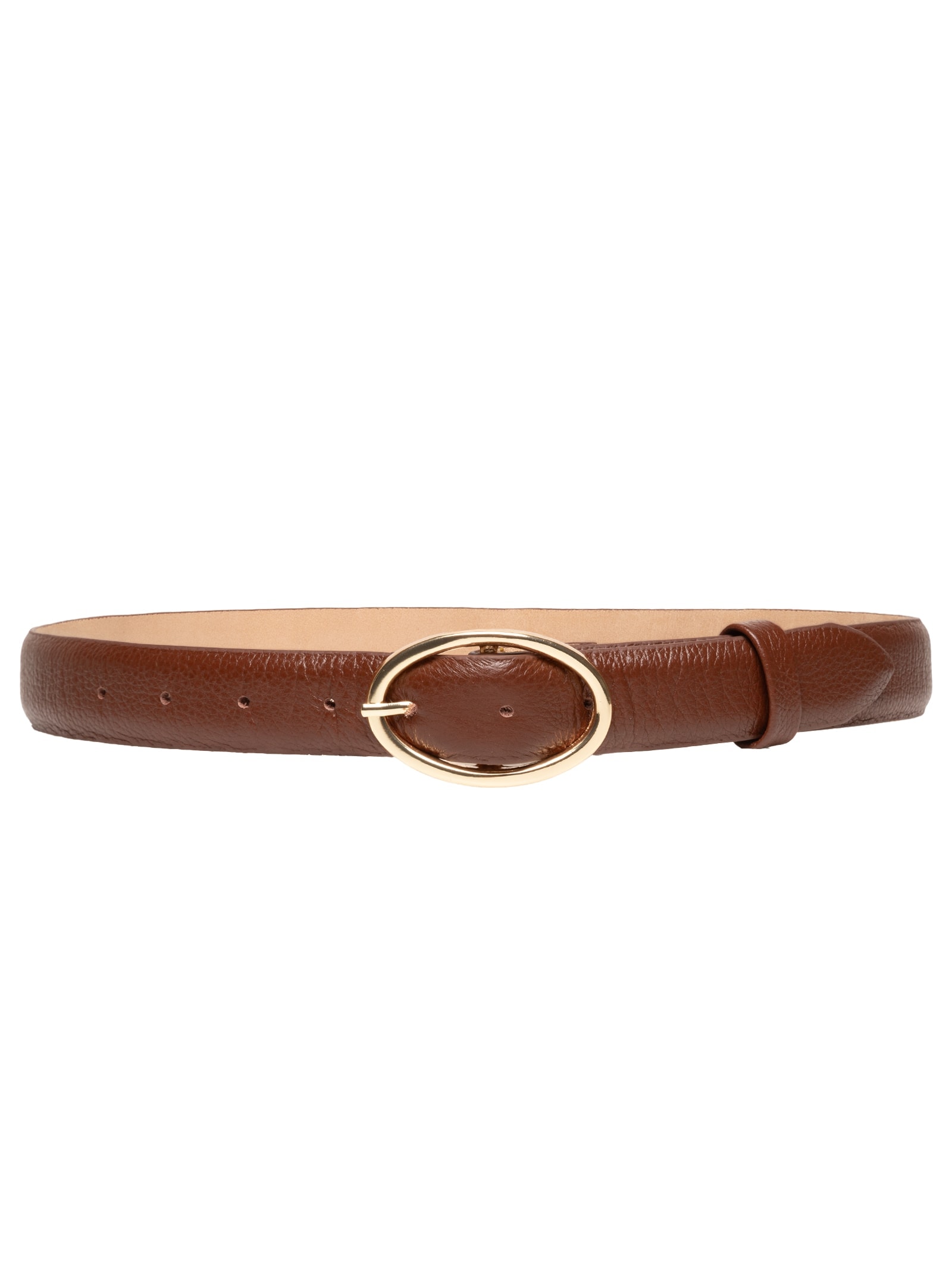 Cinto Feminino Couro Com Fivela De Metal Marrom Basiq