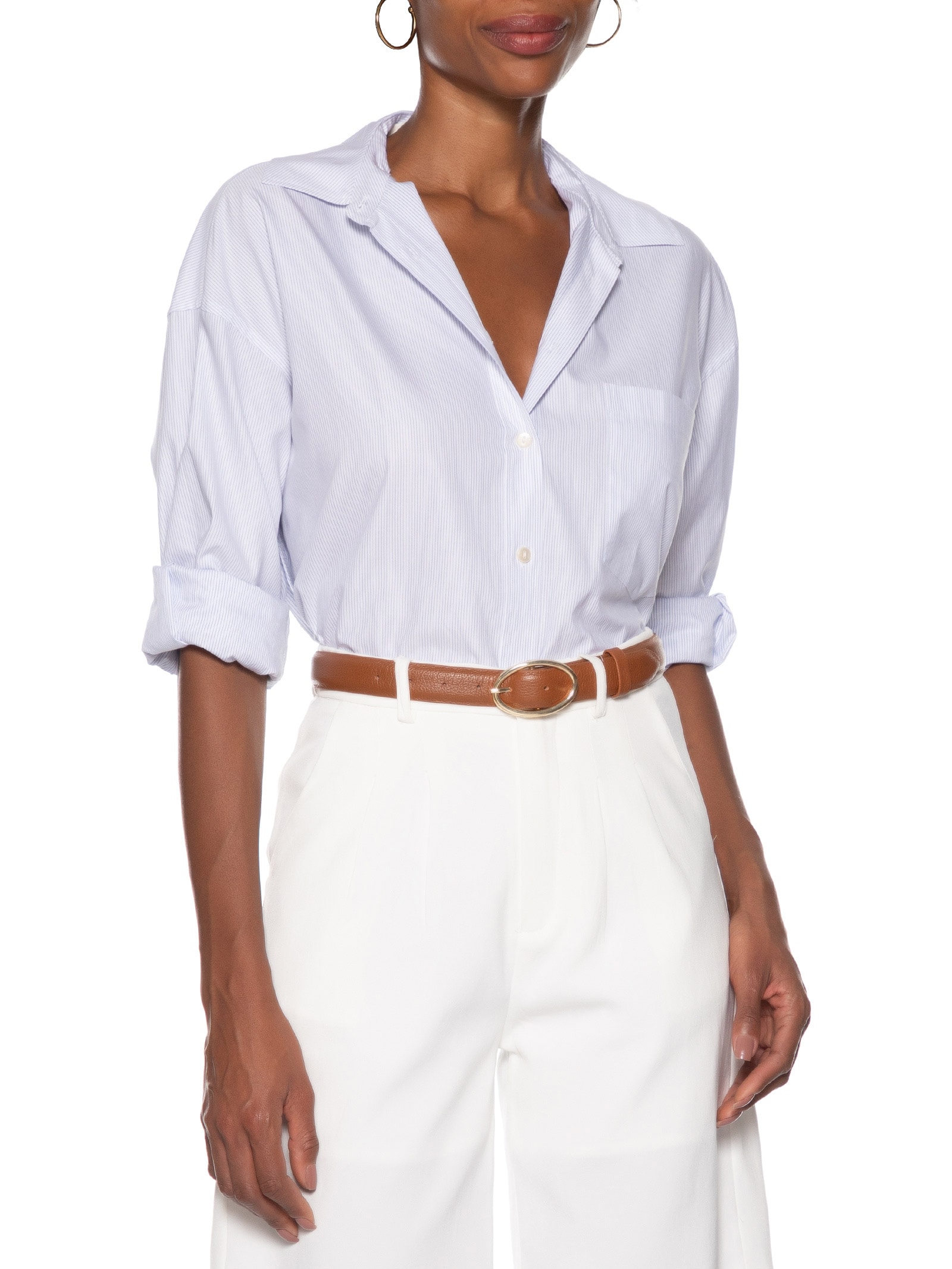 Cinto Feminino Couro Com Fivela De Metal Marrom Basiq