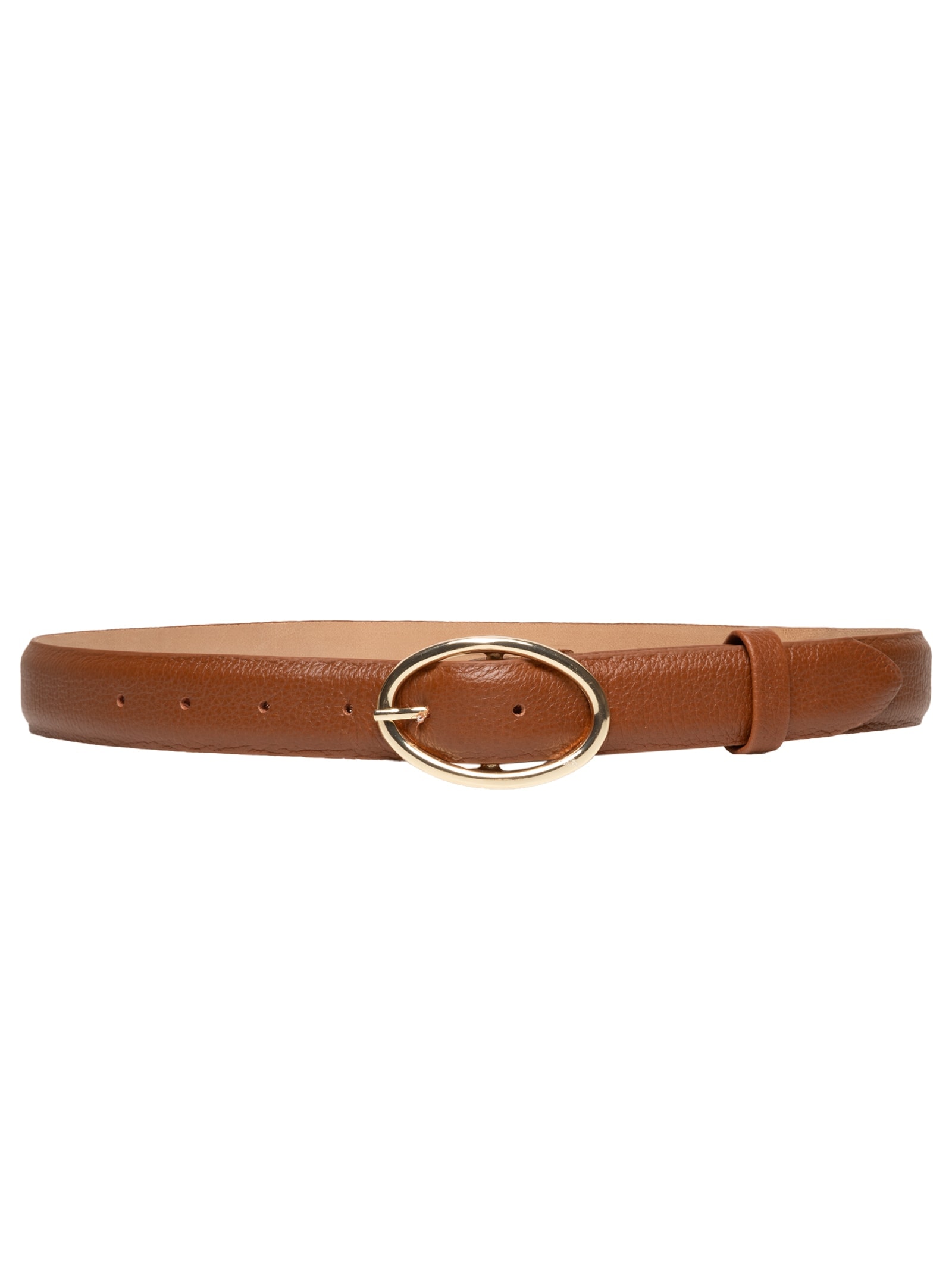 Cinto Feminino Couro Com Fivela De Metal Marrom Basiq