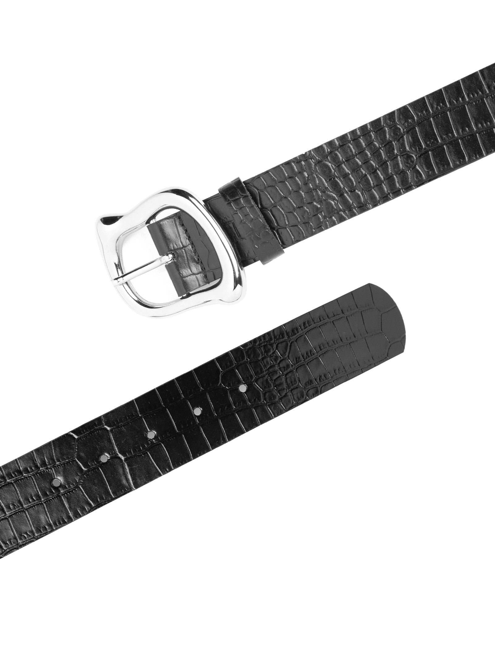 Cinto Feminino Couro Com Fivela De Metal Orgânica Preto '2Essential