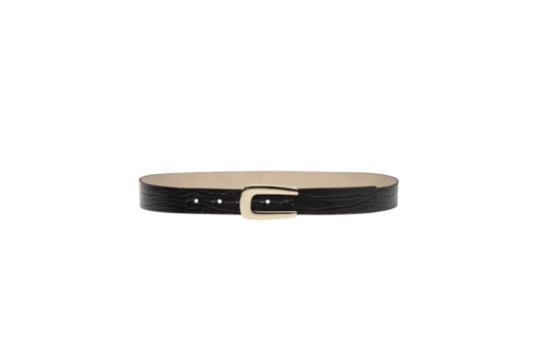Cinto Feminino Couro Com Fivela Dourada - Preto
