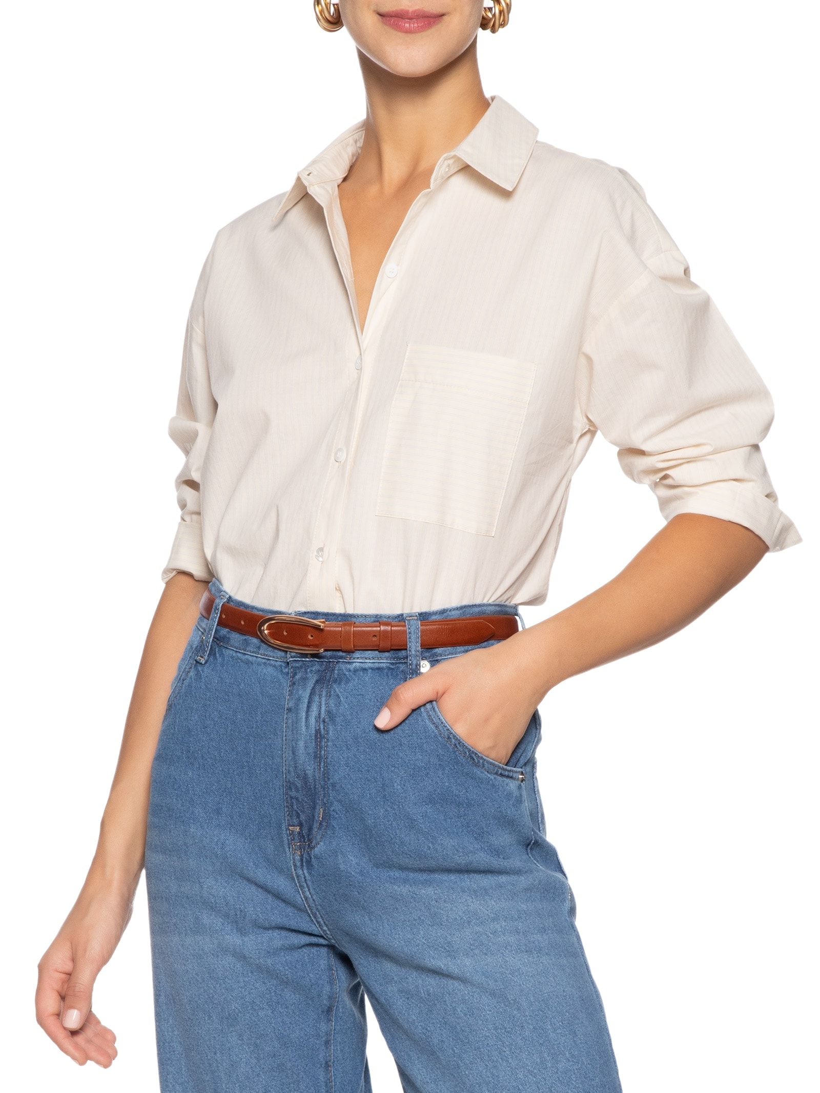 Cinto Feminino Couro Com Fivela Em Metal Marrom '2Essential