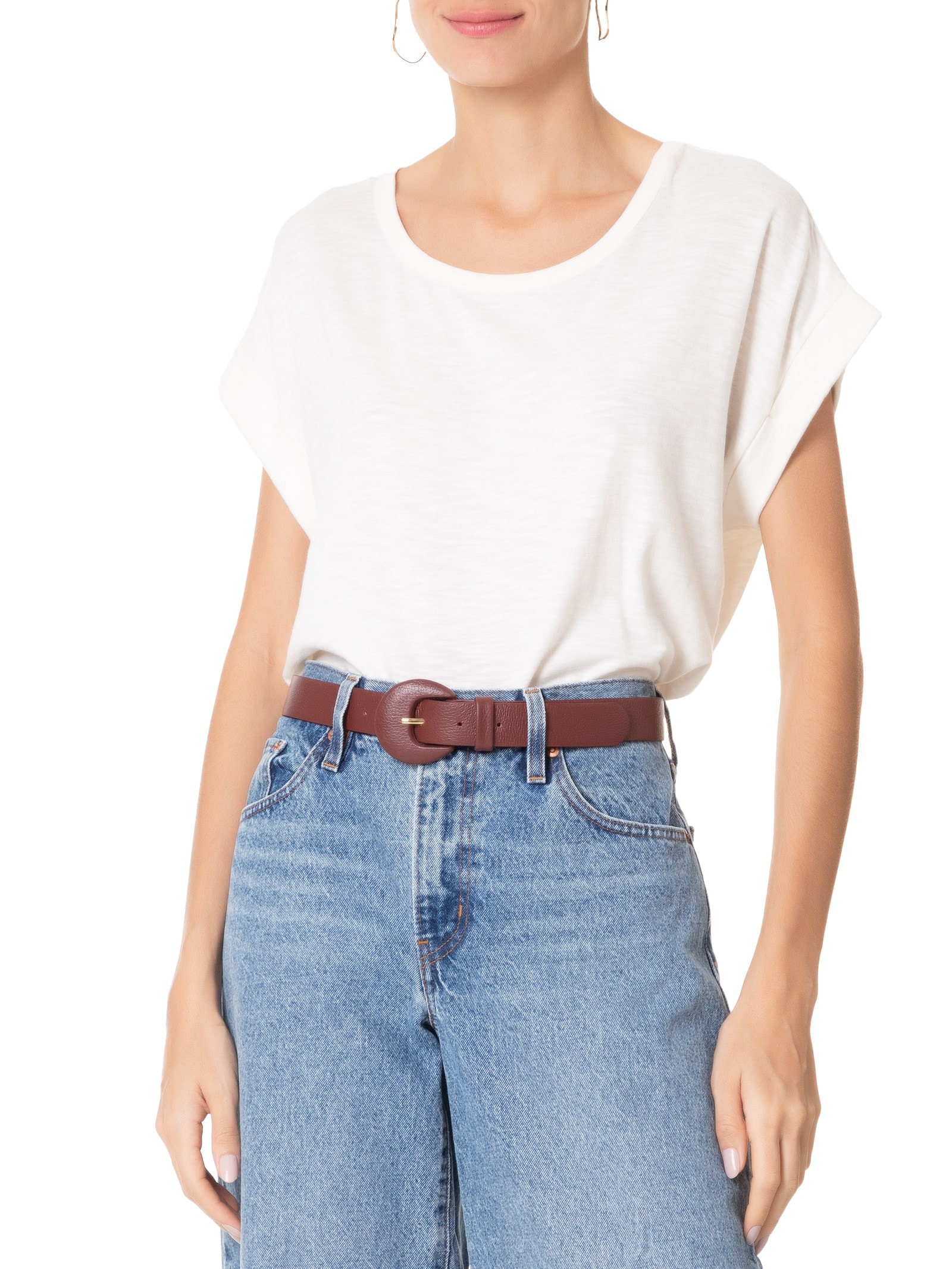 Cinto Feminino Couro Com Fivela Encapada Azul Basiq