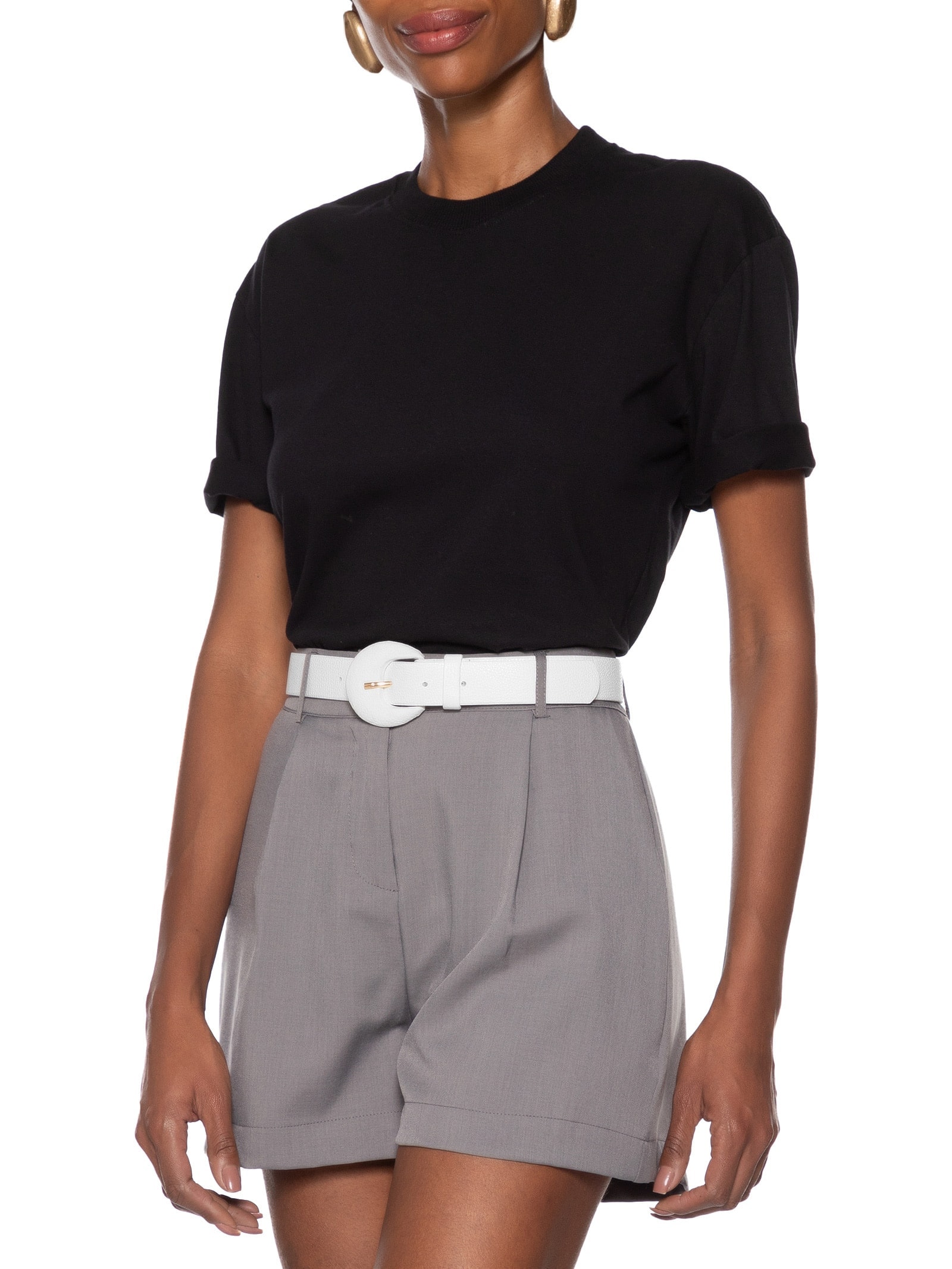 Cinto Feminino Couro Com Fivela Encapada Azul Basiq