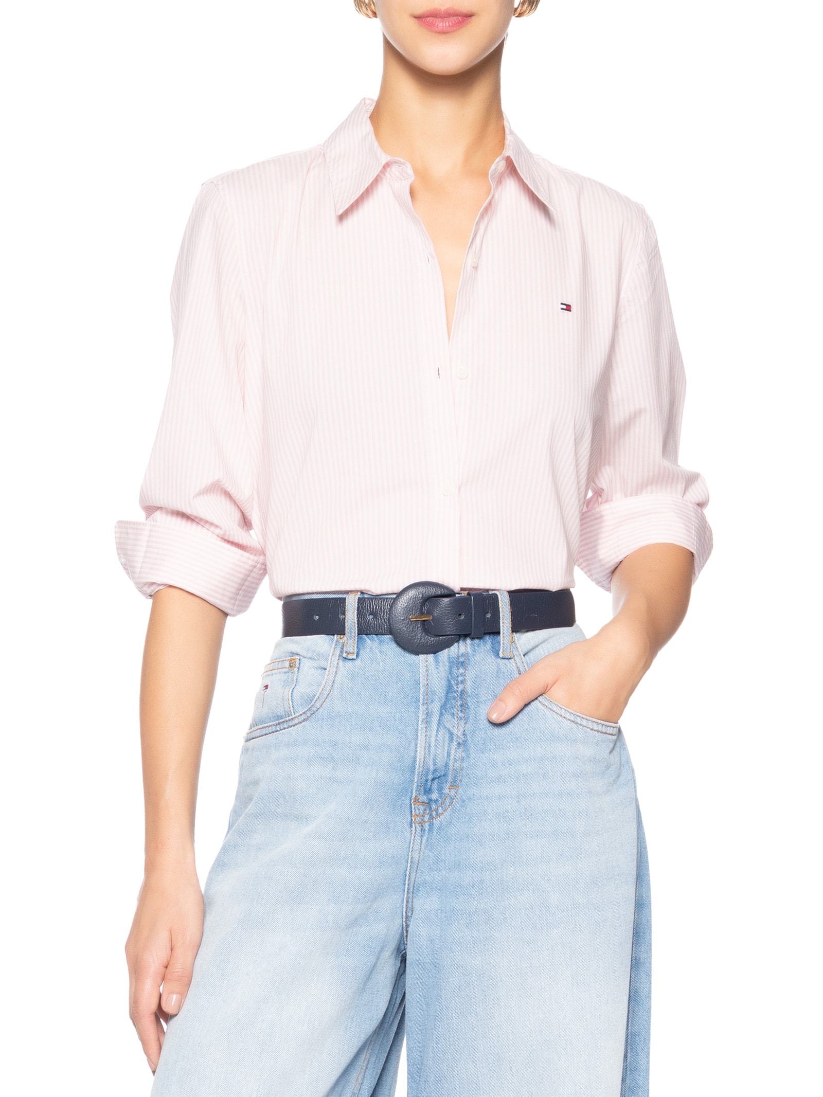 Cinto Feminino Couro Com Fivela Encapada Azul Basiq