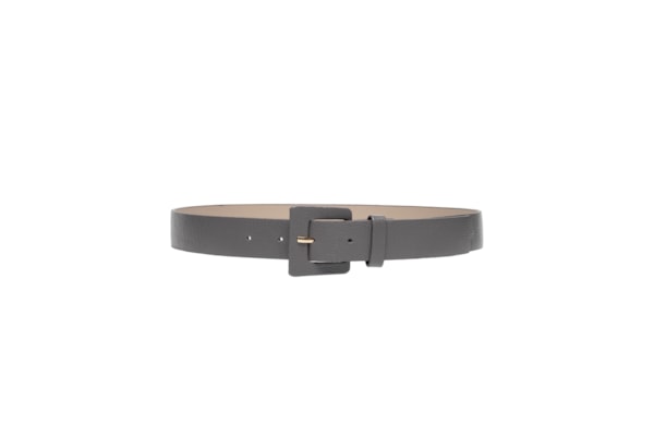 Cinto Feminino Couro Com Fivela Encapada - Cinza