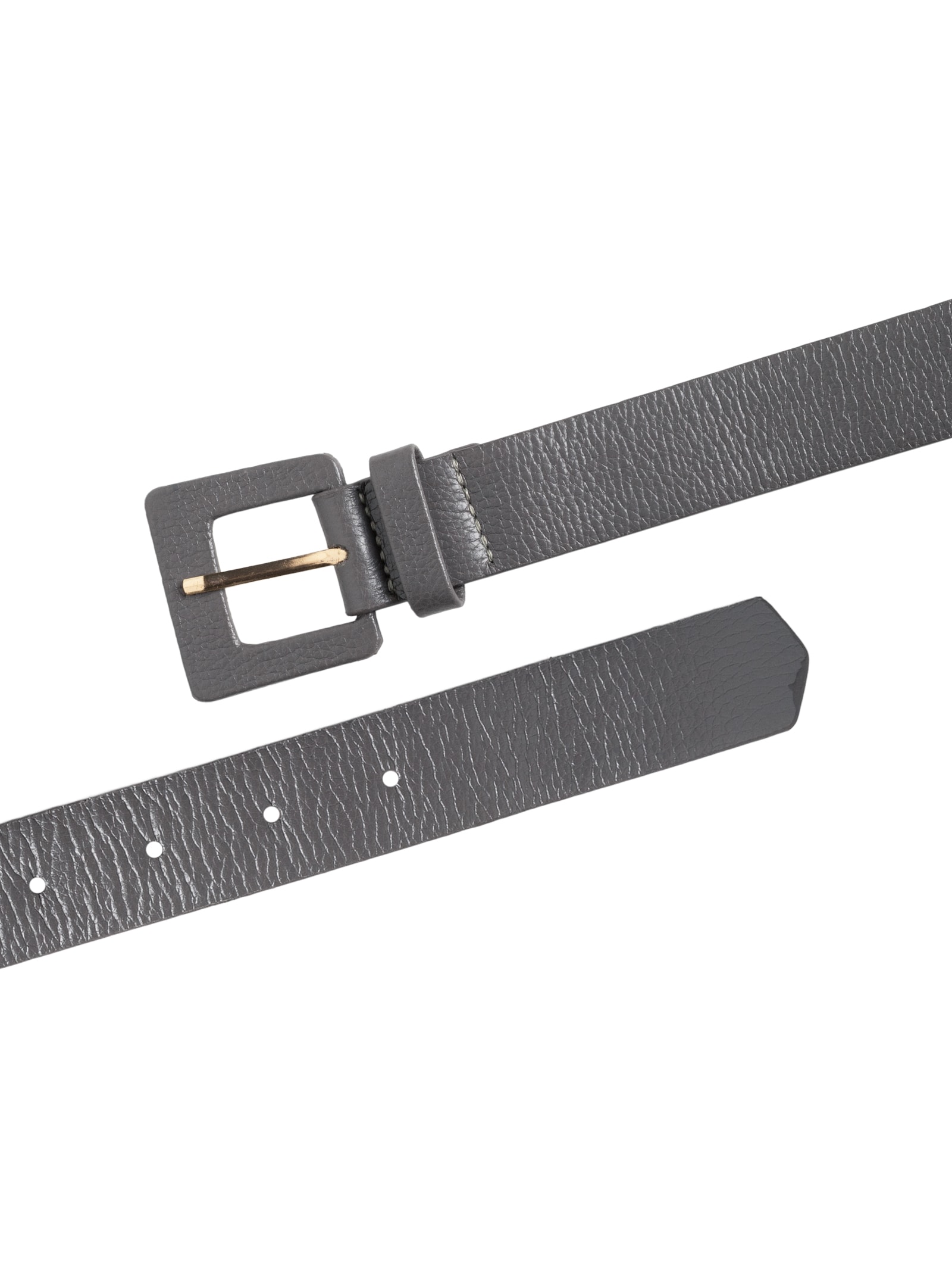 Cinto Feminino Couro Com Fivela Encapada Cinza Basiq