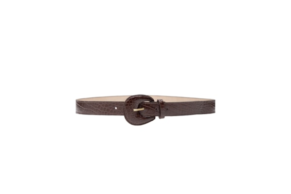 Cinto Feminino Couro Com Fivela Encapada - Marrom