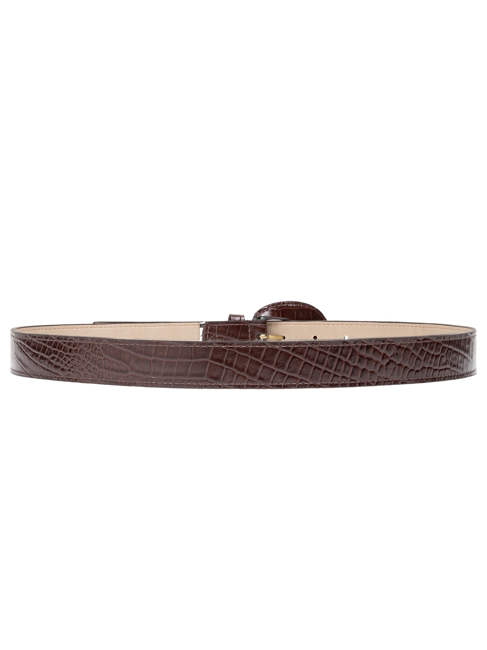 Cinto Feminino Couro Com Fivela Encapada Marrom '2Essential