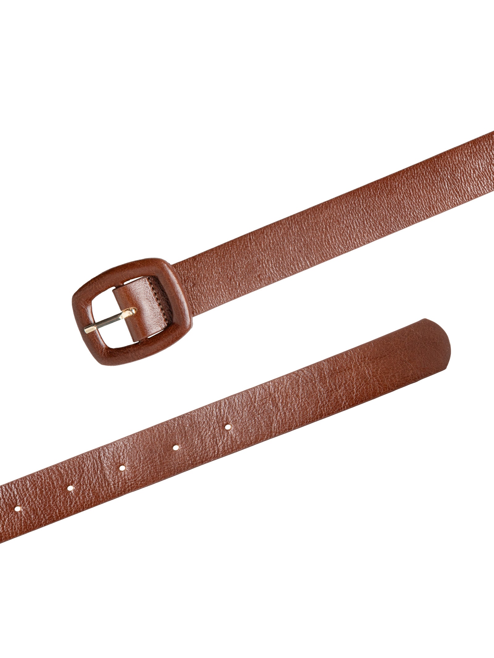 Cinto Feminino Couro Com Fivela Encapada Marrom Basiq