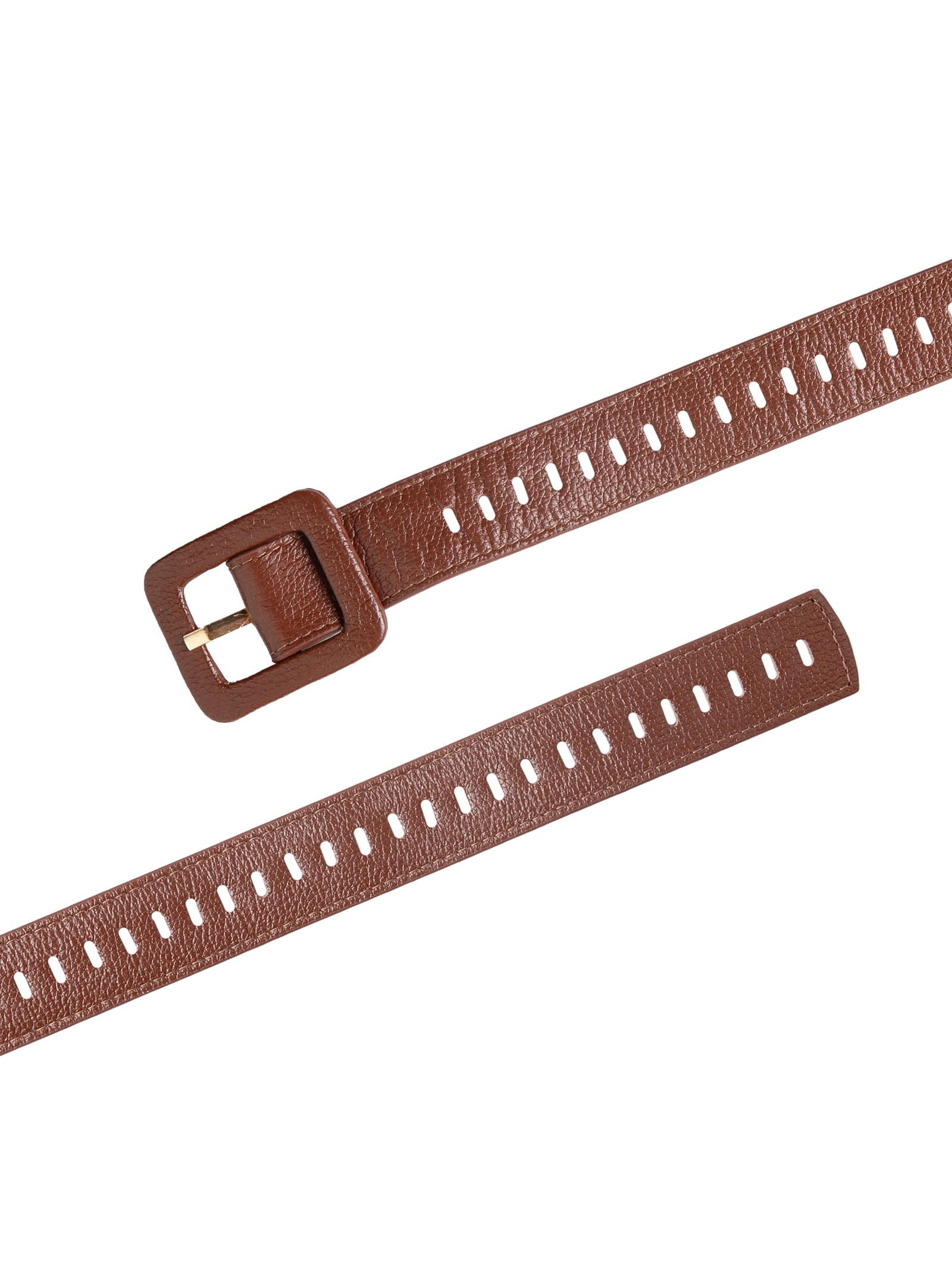 Cinto Feminino Couro Com Fivela Encapada Marrom Basiq