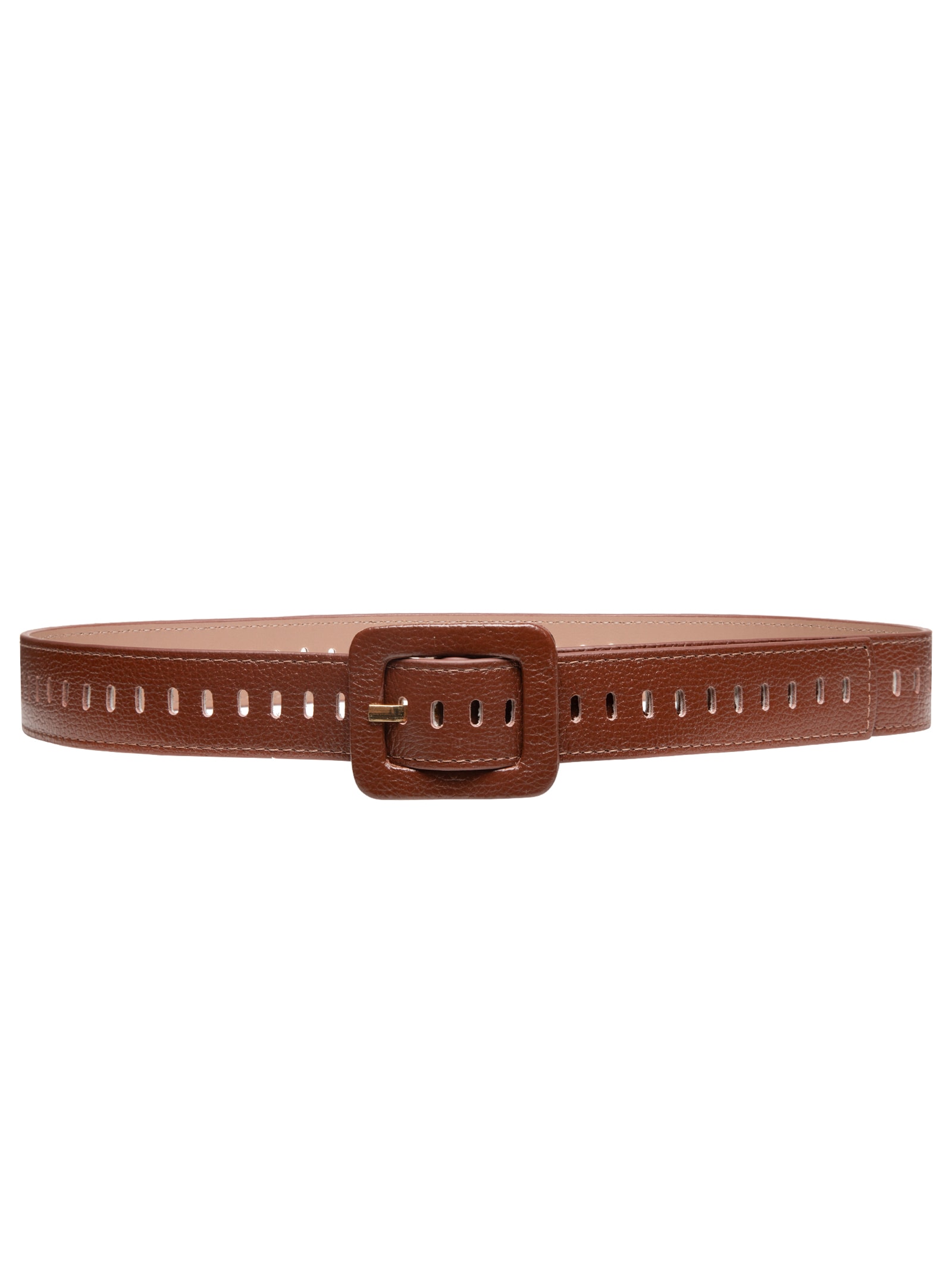 Cinto Feminino Couro Com Fivela Encapada Marrom Basiq