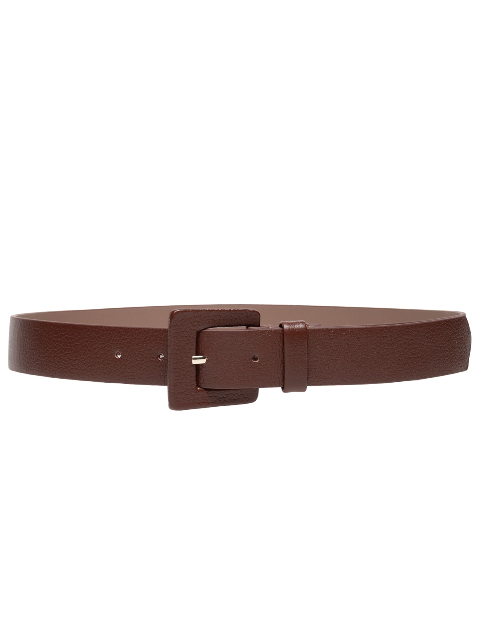 Cinto Feminino Couro Com Fivela Encapada Marrom Basiq
