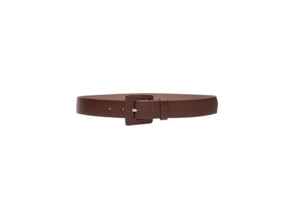 Cinto Feminino Couro Com Fivela Encapada - Marrom