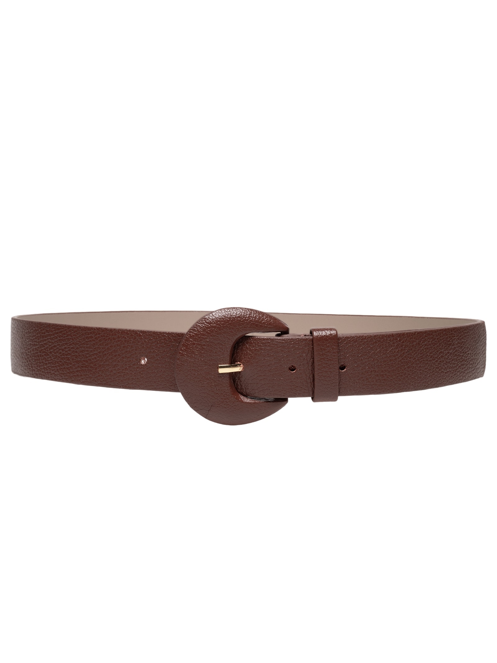 Cinto Feminino Couro Com Fivela Encapada Marrom Basiq