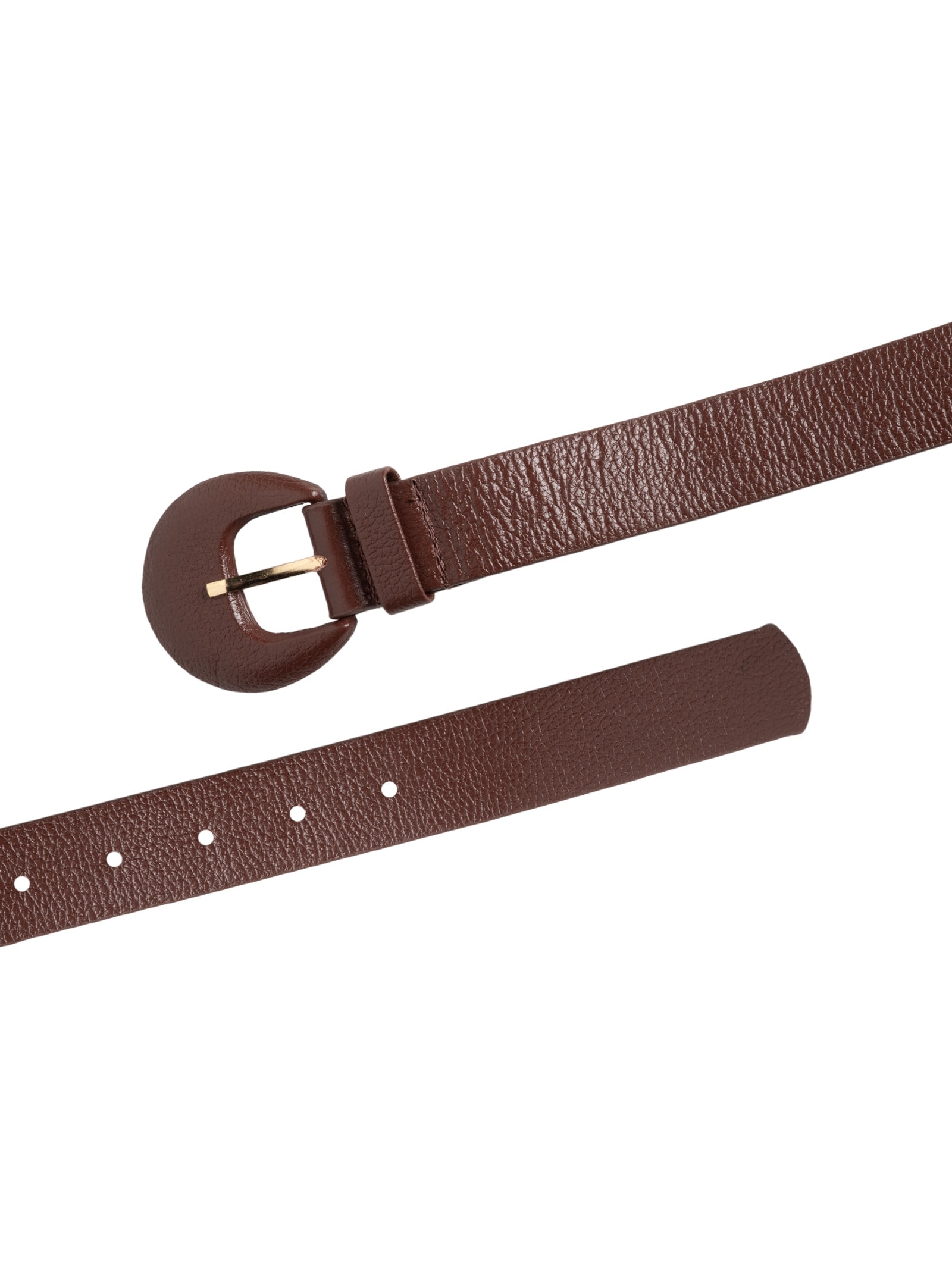 Cinto Feminino Couro Com Fivela Encapada Marrom Basiq