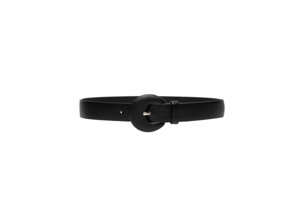 Cinto Feminino Couro Com Fivela Encapada - Preto