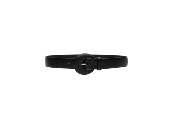Cinto Feminino Couro Com Fivela Encapada - Preto