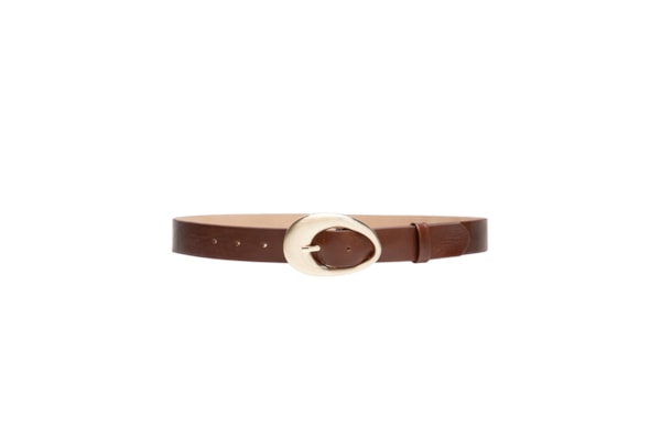Cinto Feminino Couro Com Fivela Escovada - Marrom