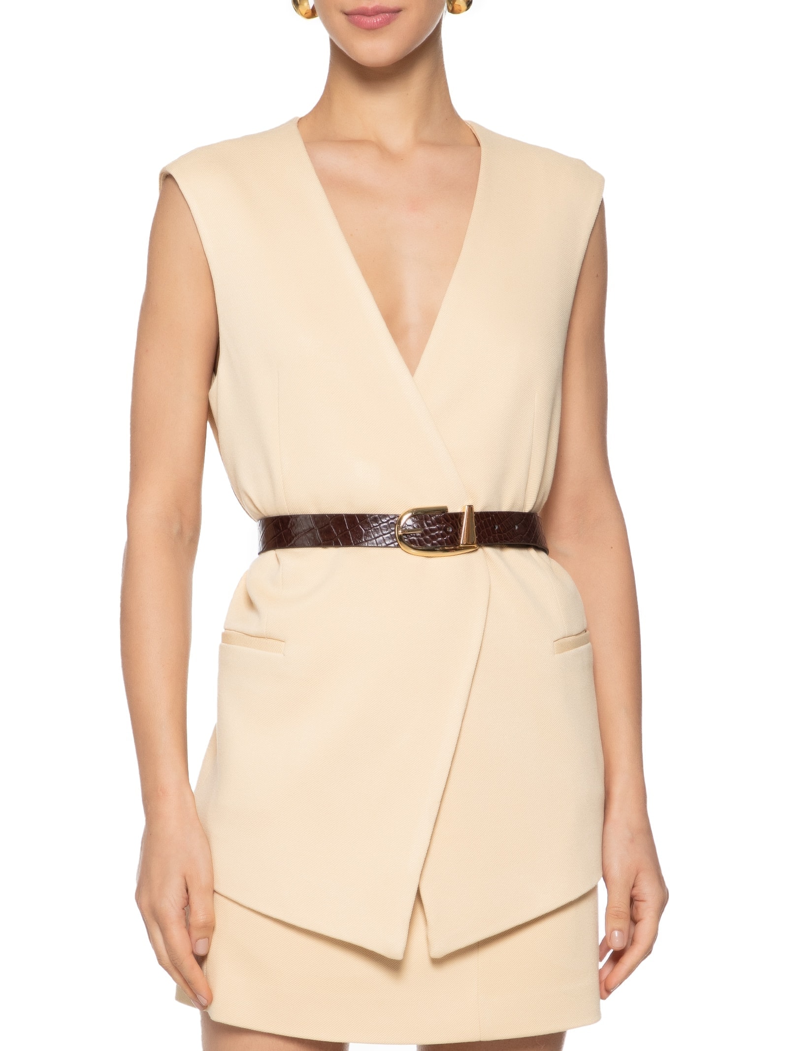 Cinto Feminino Couro Com Fivela Grande Marrom '2Essential