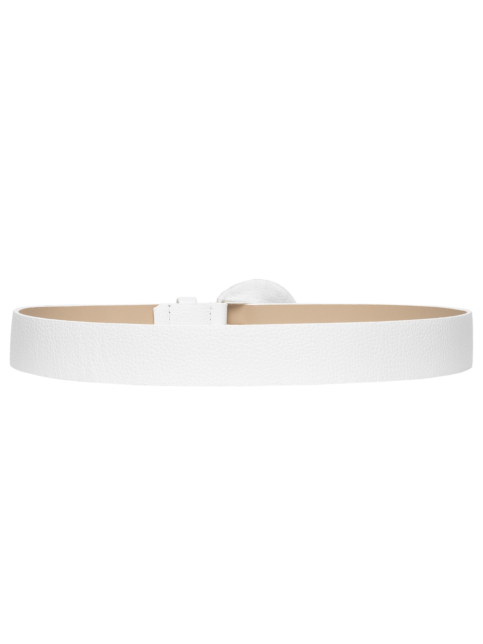 Cinto Feminino Couro Com Fivela Meia Lua Branco Basiq