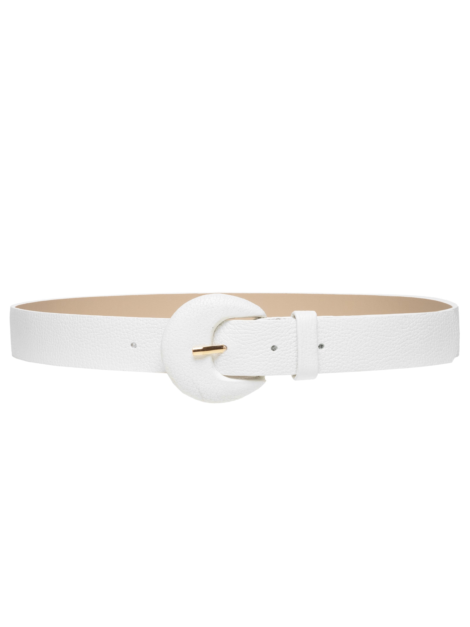 Cinto Feminino Couro Com Fivela Meia Lua Branco Basiq