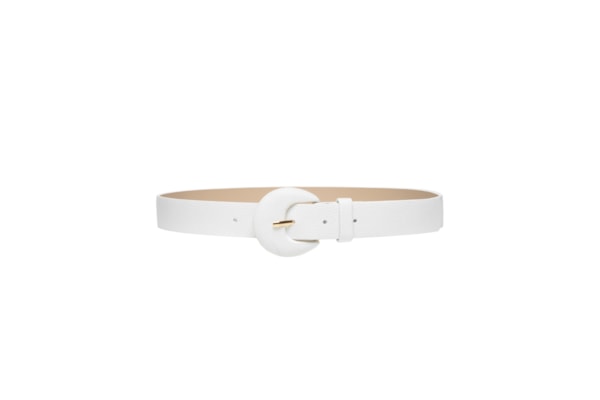Cinto Feminino Couro Com Fivela Meia Lua - Branco
