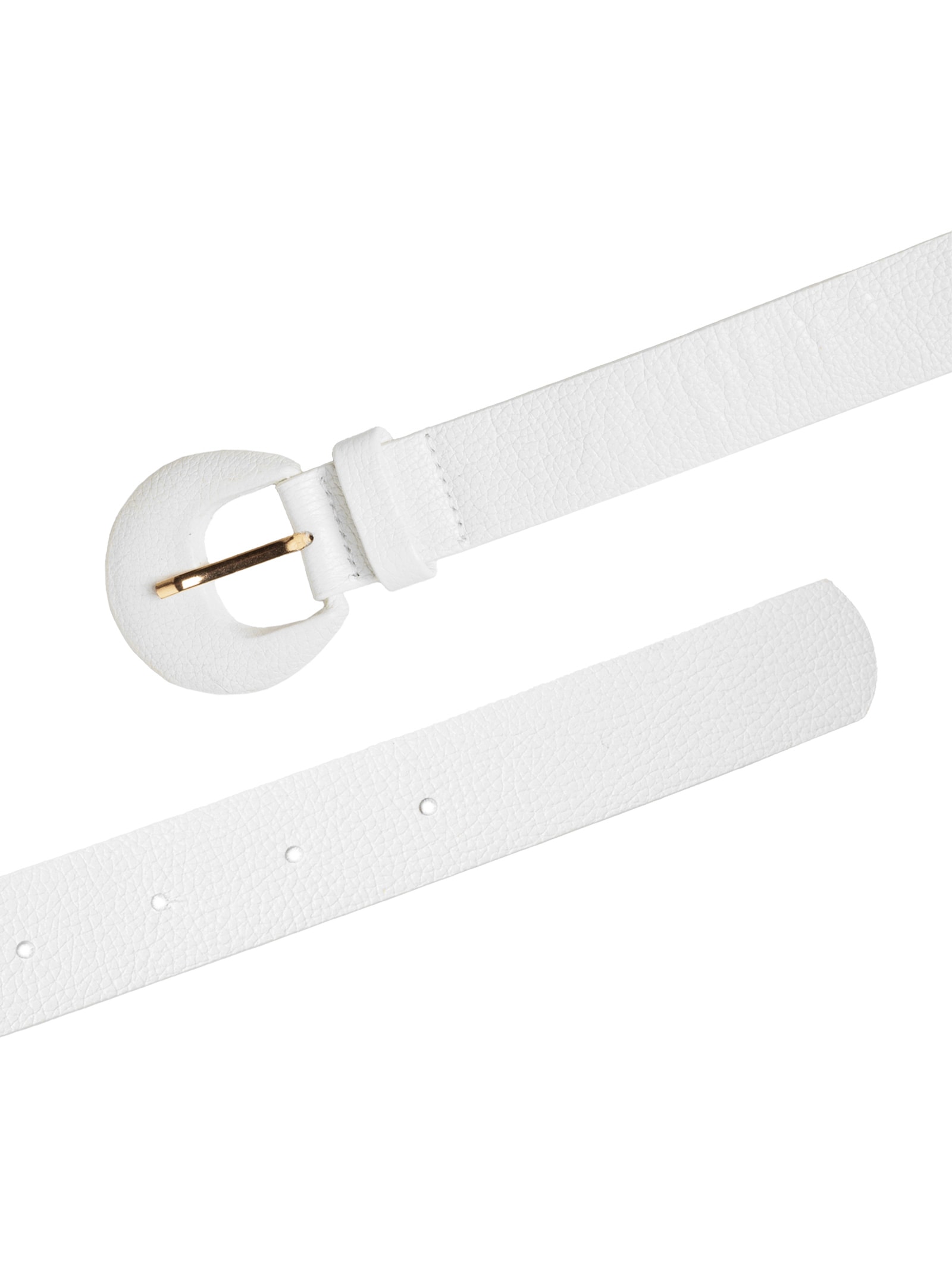 Cinto Feminino Couro Com Fivela Meia Lua Branco Basiq