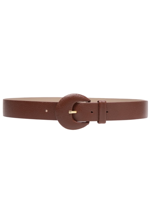 Cinto Feminino Couro Com Fivela Meia Lua Encapada – Marrom