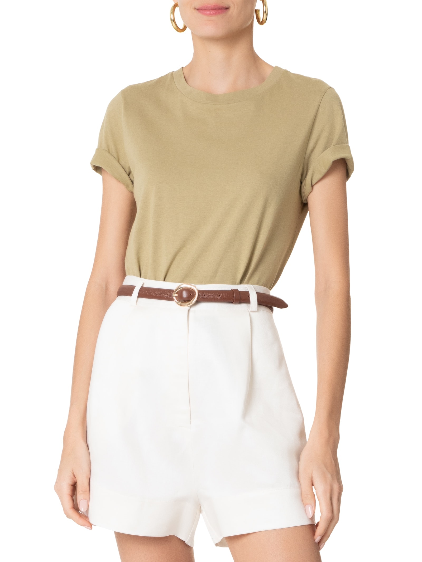Cinto Feminino Couro Com Fivela Oval Marrom '2Essential