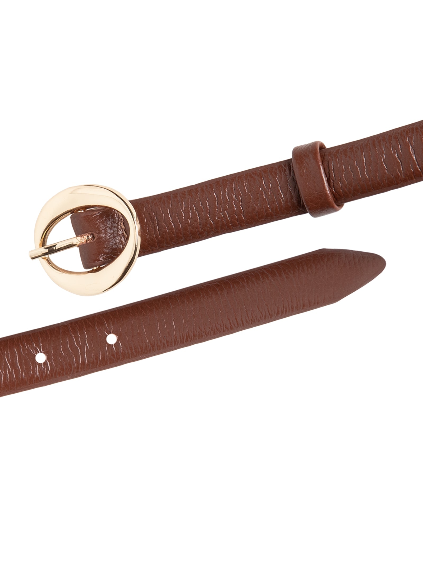 Cinto Feminino Couro Com Fivela Oval Marrom '2Essential