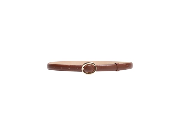 Cinto Feminino Couro Com Fivela Oval - Marrom