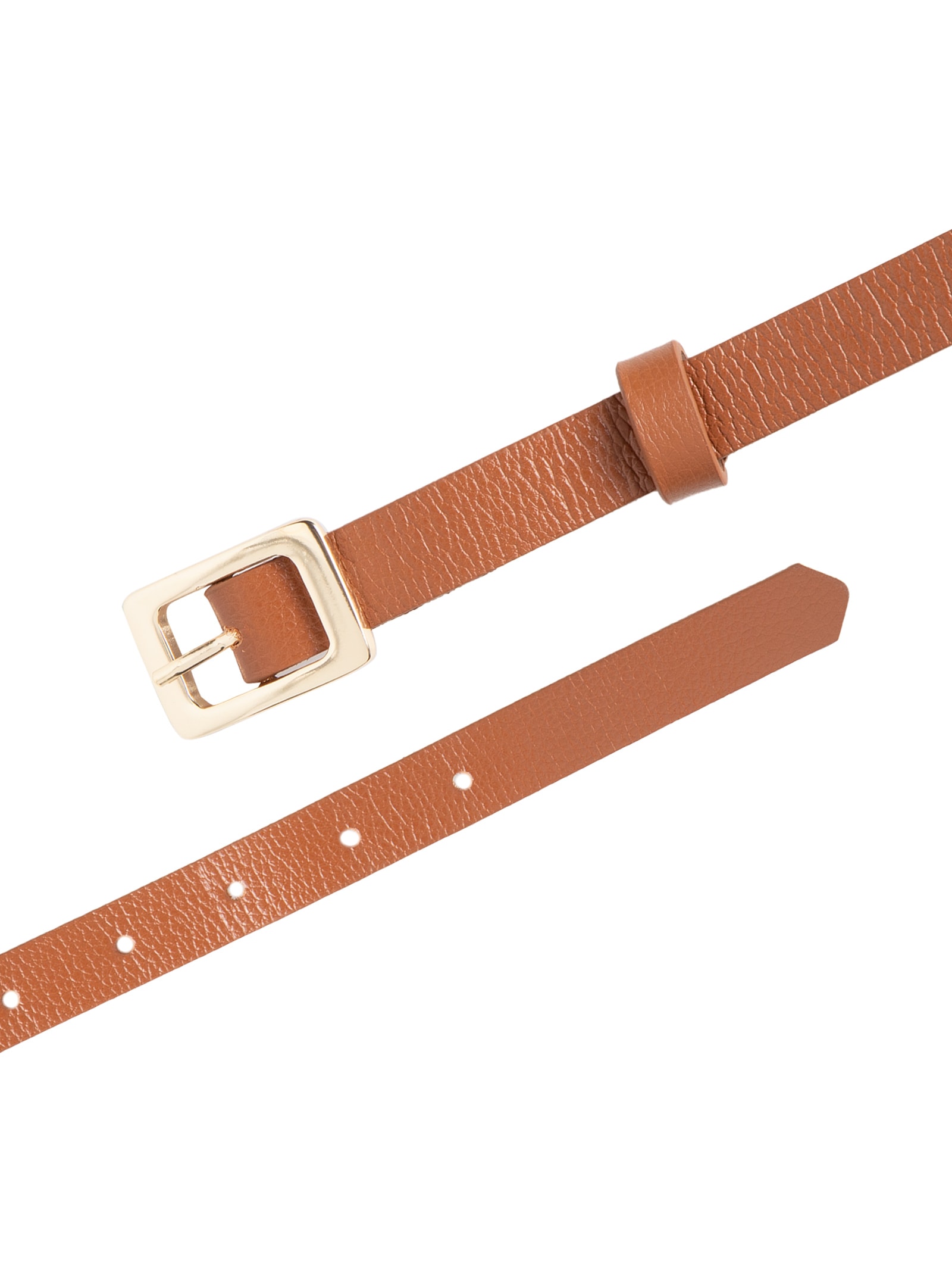 Cinto Feminino Couro Com Fivela Quadrada De Metal Marrom Basiq