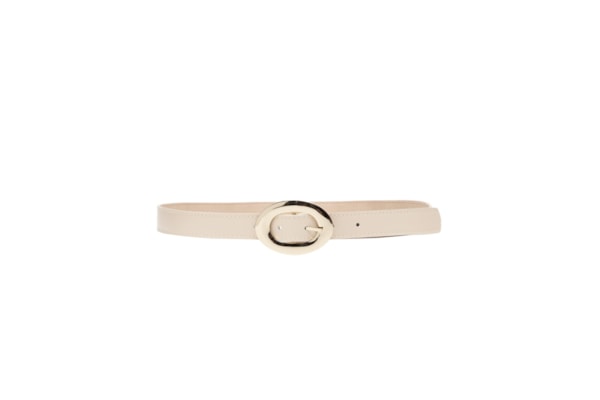 Cinto Feminino Couro Com Fivela Redonda - Bege