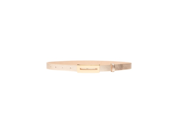 Cinto Feminino Couro Com Fivela Retangular - Dourado