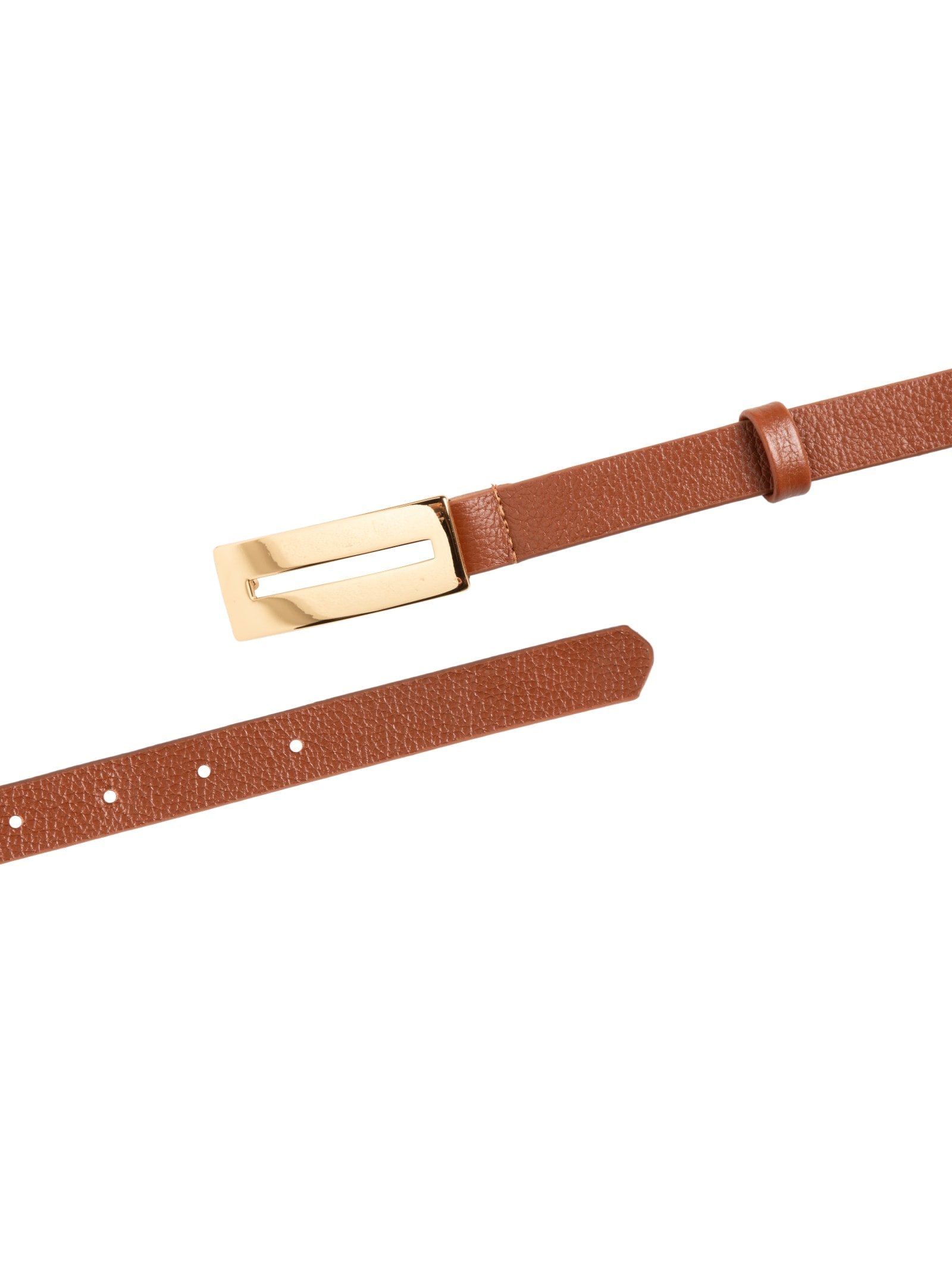 Cinto Feminino Couro Com Fivela Retangular Marrom Market 33