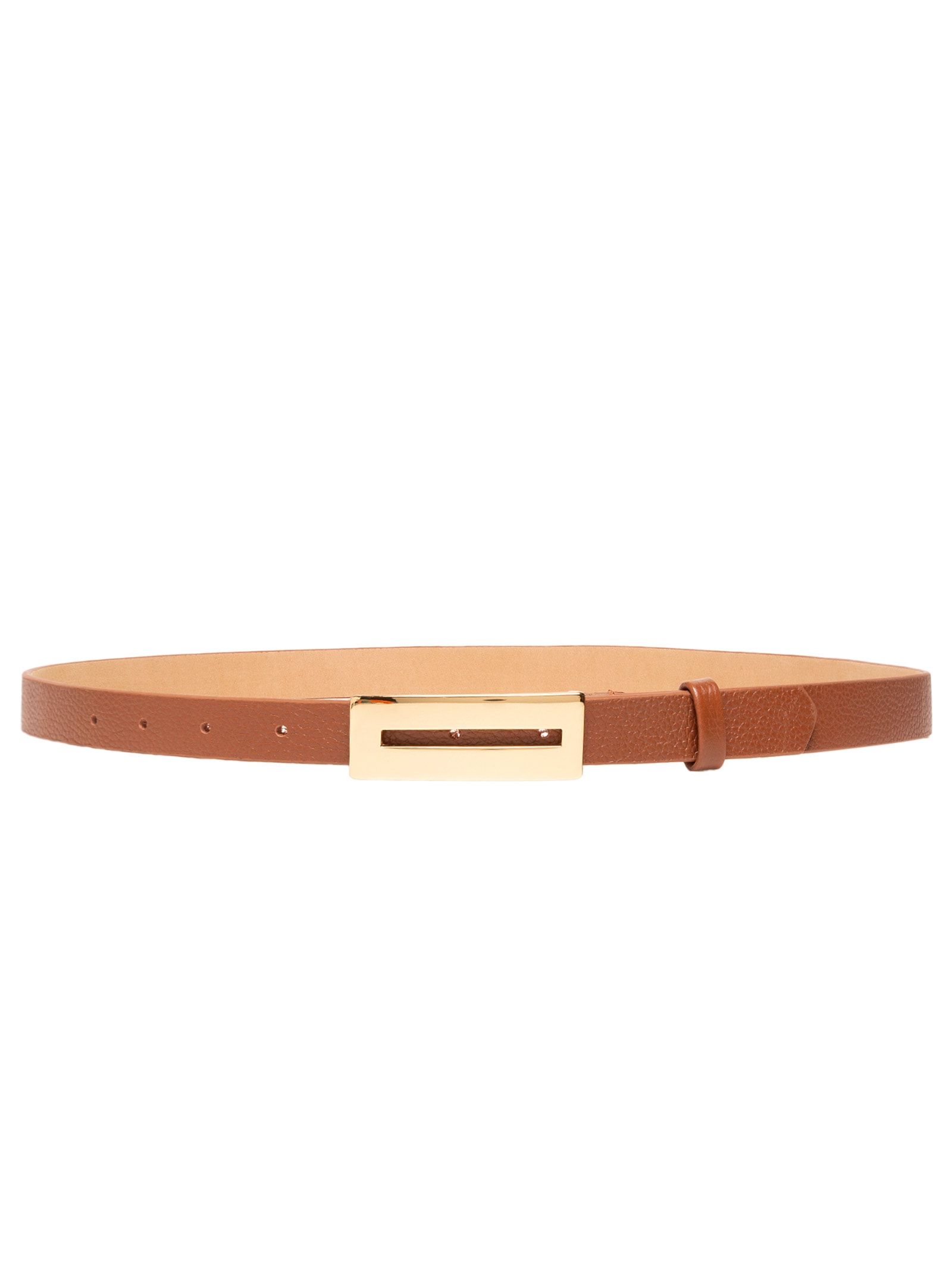 Cinto Feminino Couro Com Fivela Retangular Marrom Market 33