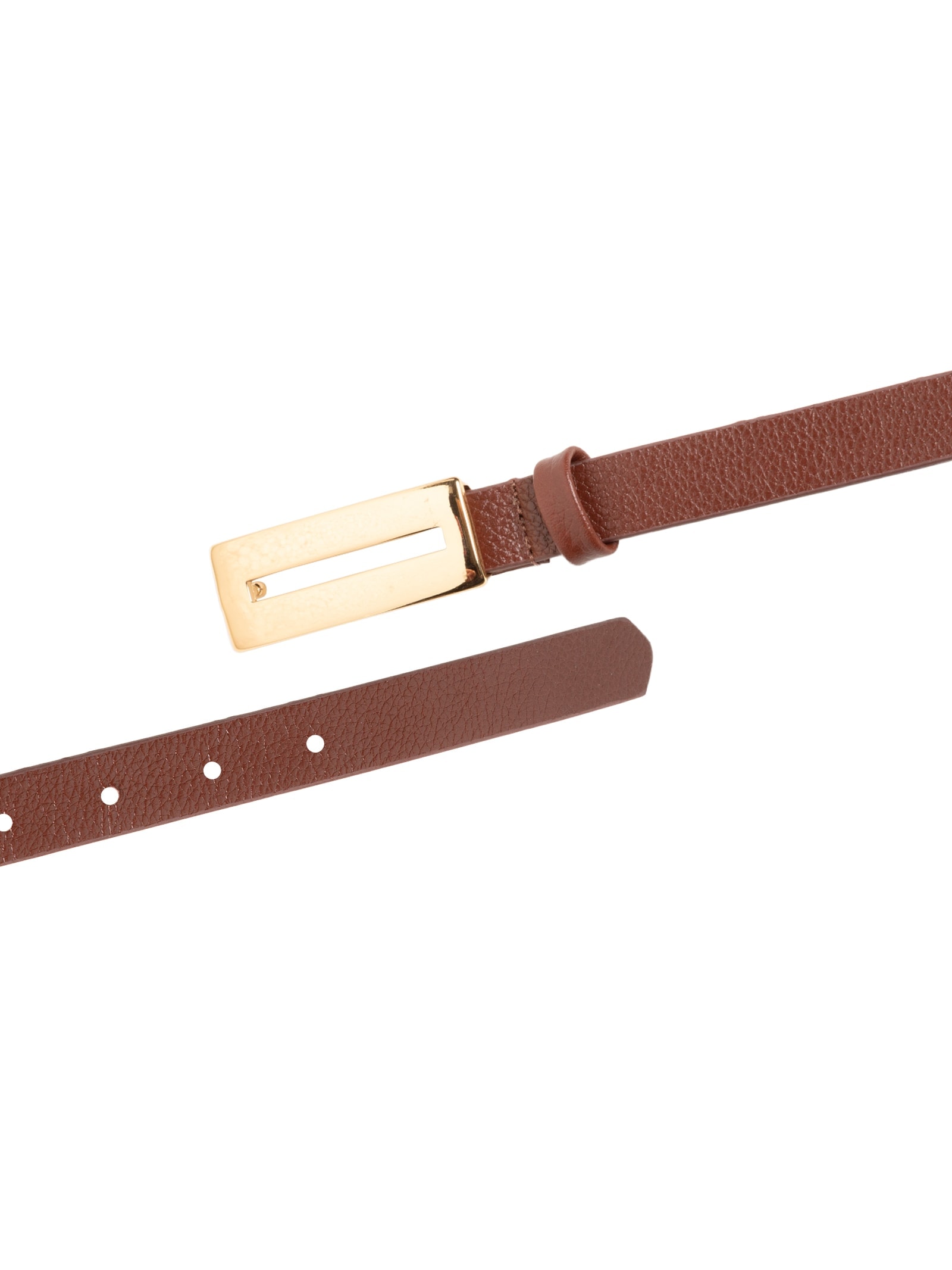Cinto Feminino Couro Com Fivela Retangular Marrom Market 33