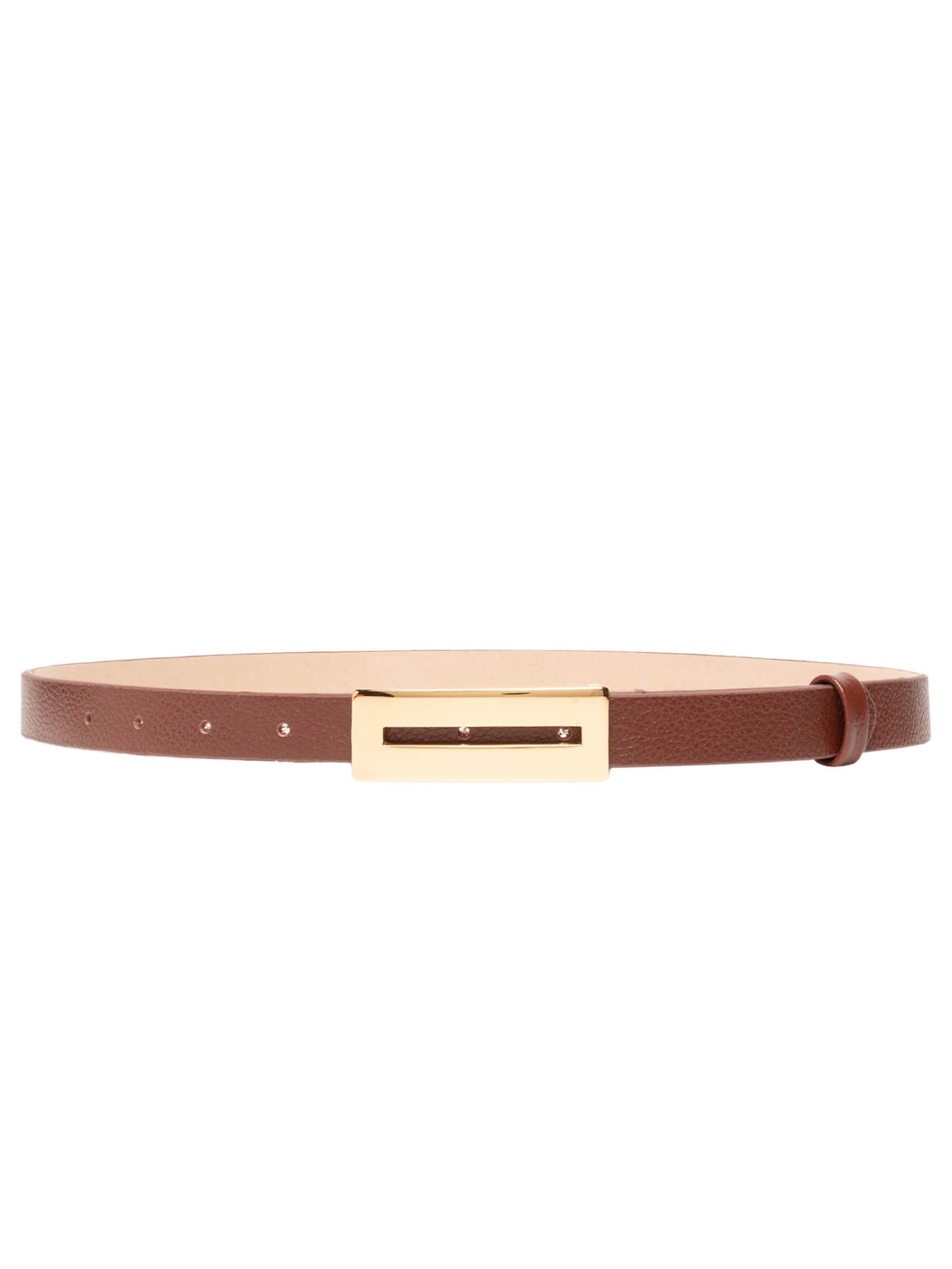 Cinto Feminino Couro Com Fivela Retangular Marrom Market 33