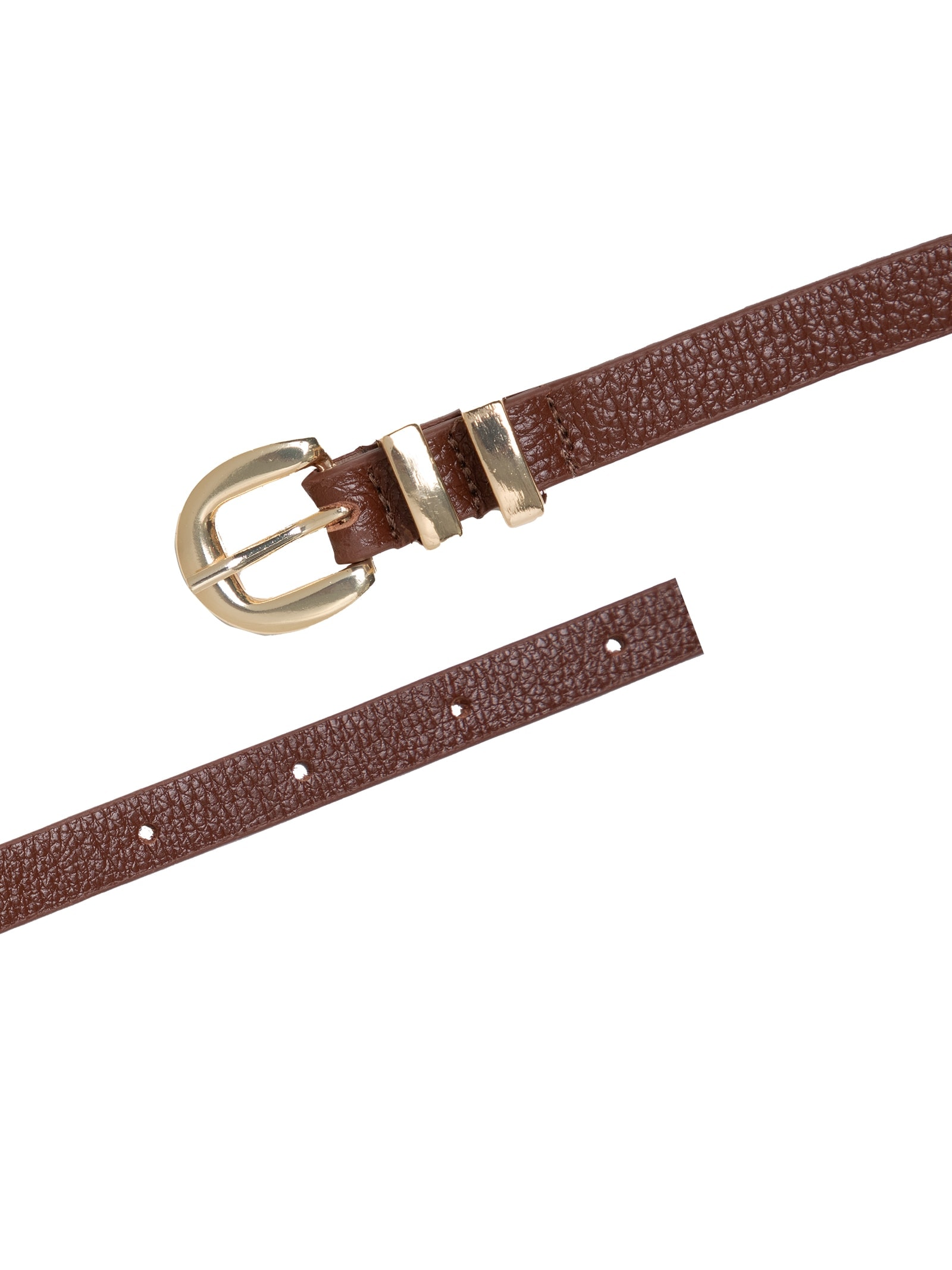 Cinto Feminino Couro Com Passante Duplo E Fivela De Metal Azul Basiq