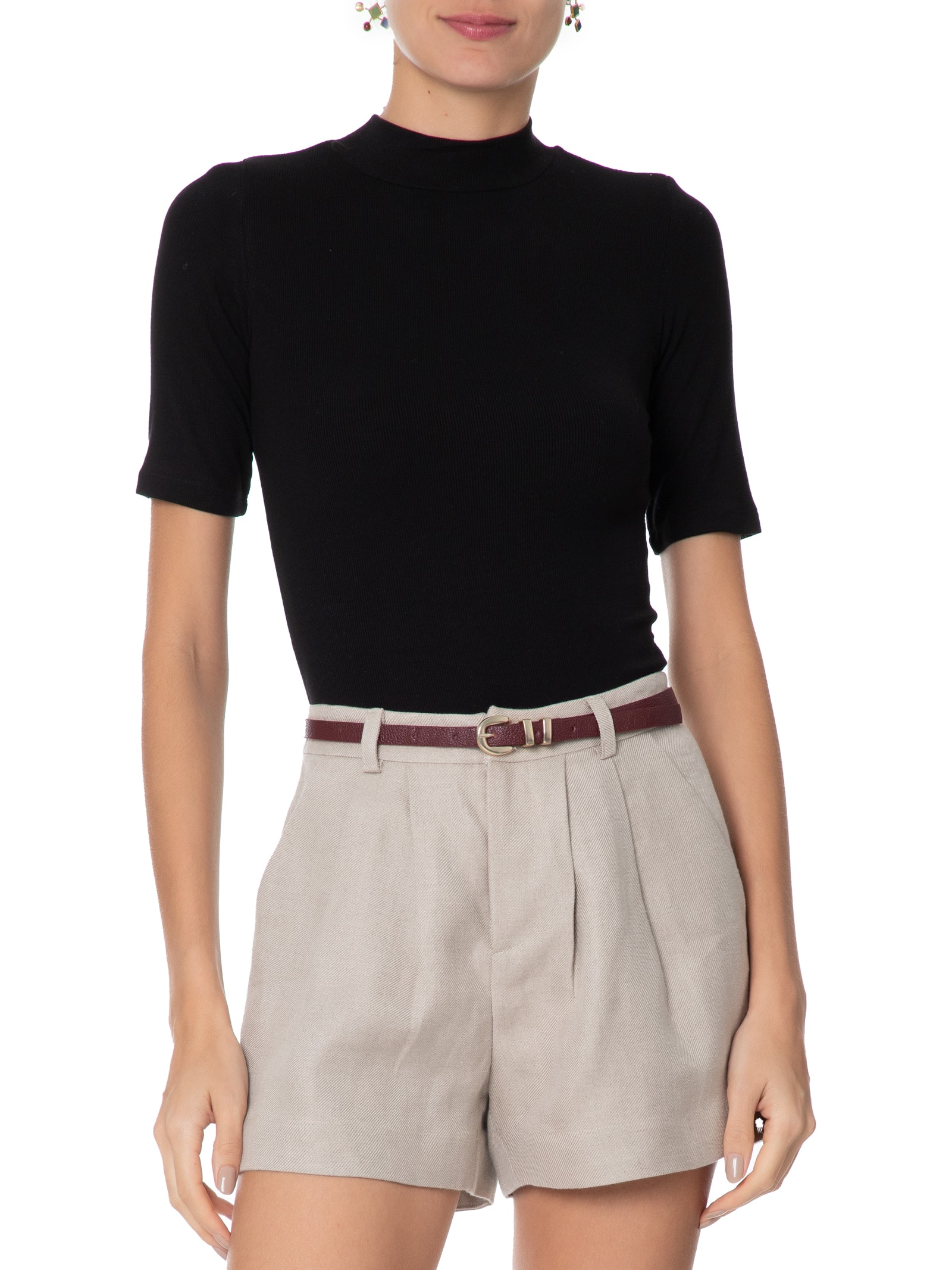 Cinto Feminino Couro Com Passante Duplo E Fivela De Metal Azul Basiq