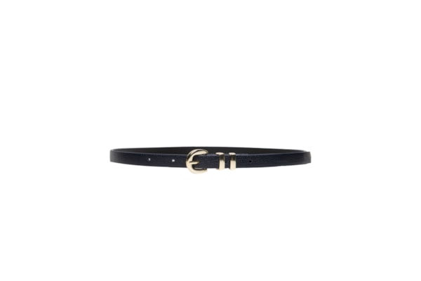 Cinto Feminino Couro Com Passante Duplo E Fivela De Metal - Azul