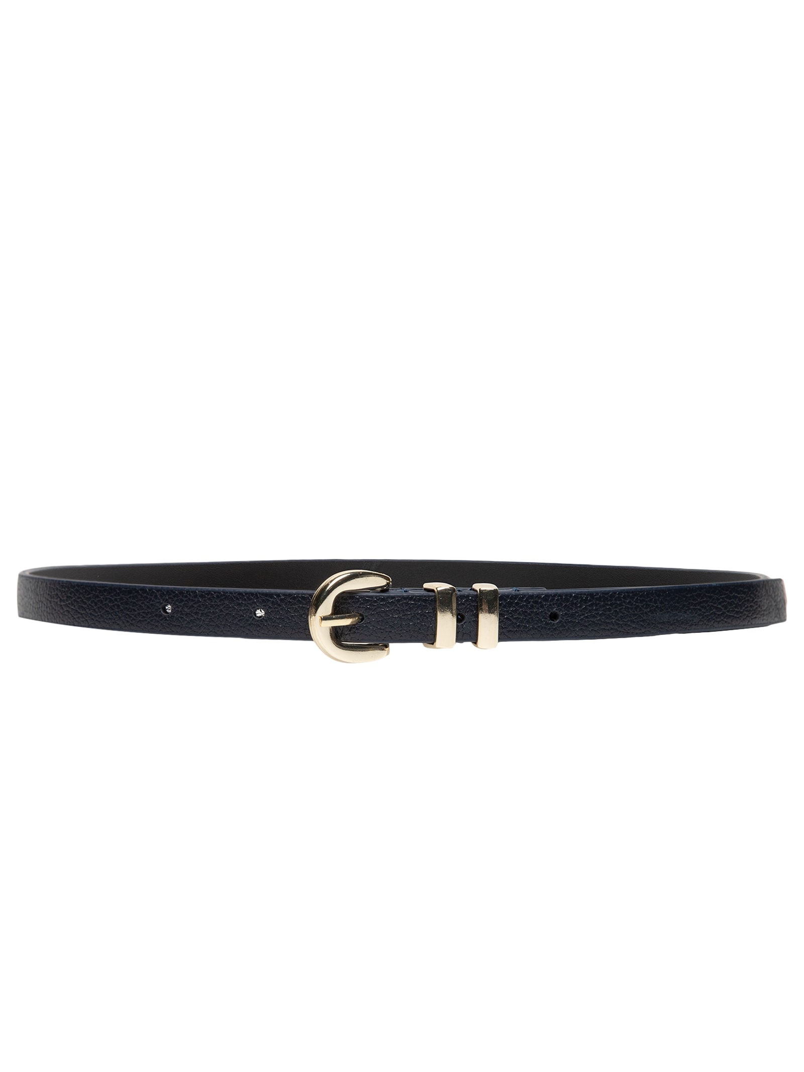 Cinto Feminino Couro Com Passante Duplo E Fivela De Metal Azul Basiq