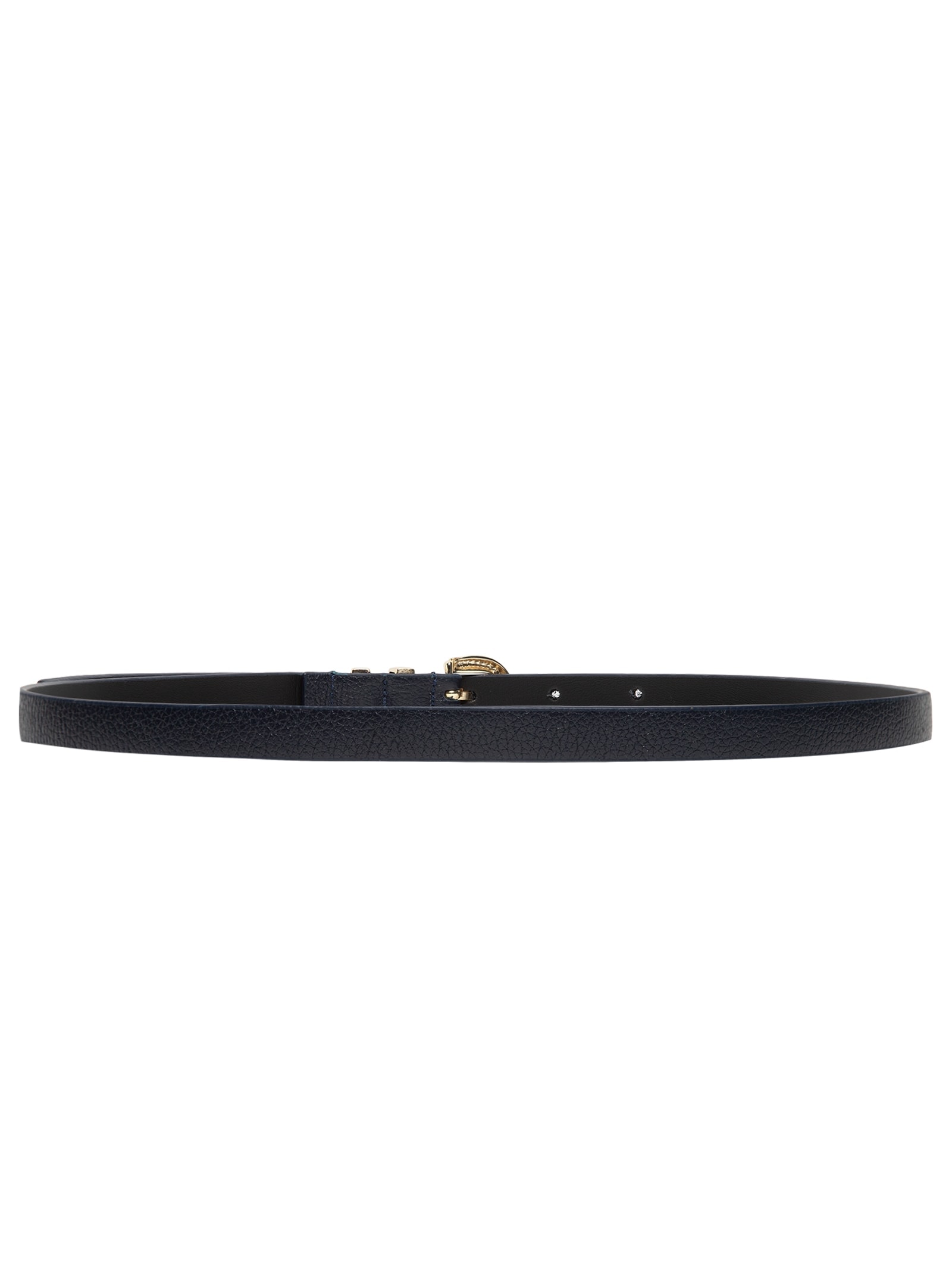 Cinto Feminino Couro Com Passante Duplo E Fivela De Metal Azul Basiq