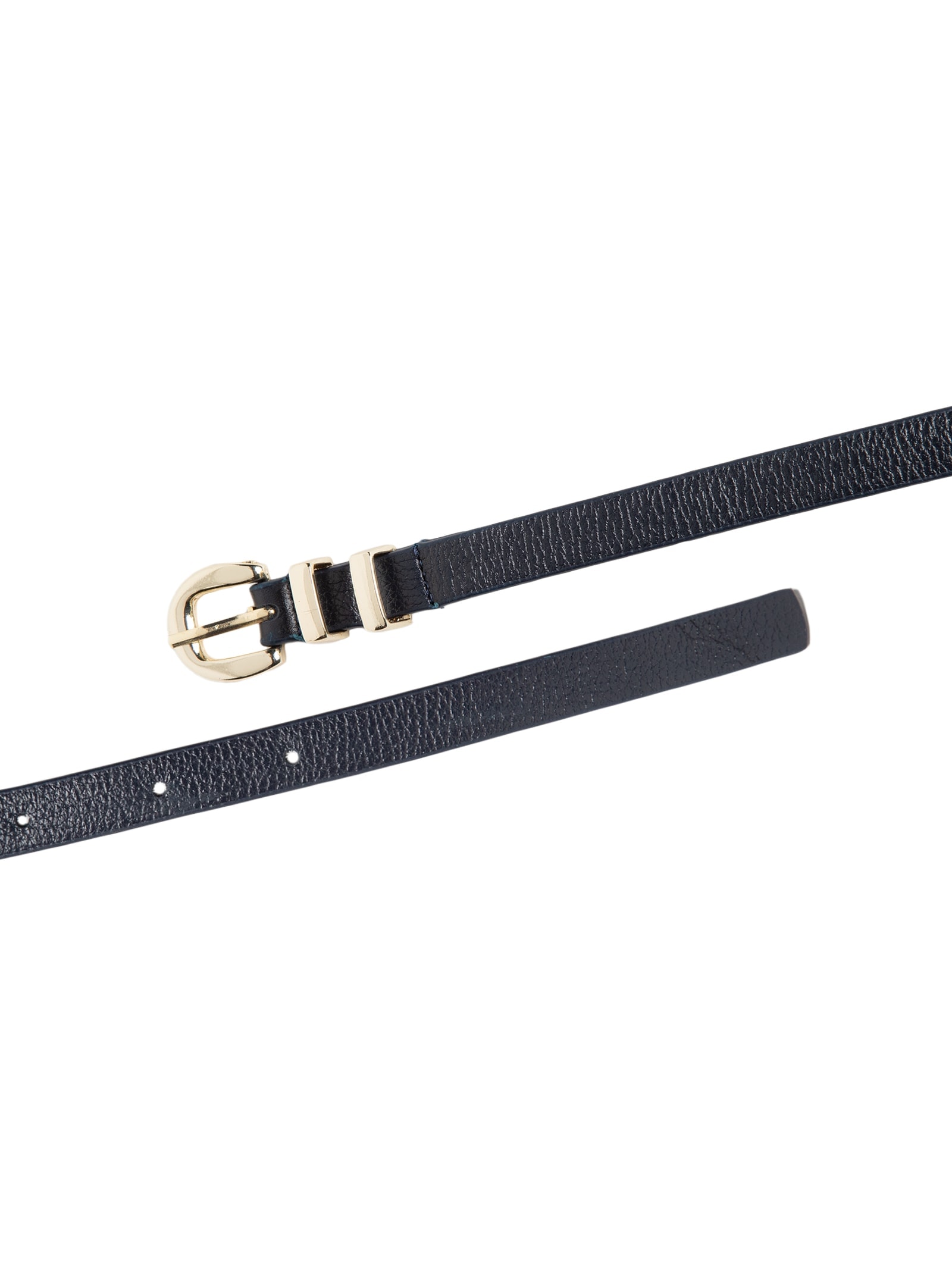 Cinto Feminino Couro Com Passante Duplo E Fivela De Metal Azul Basiq