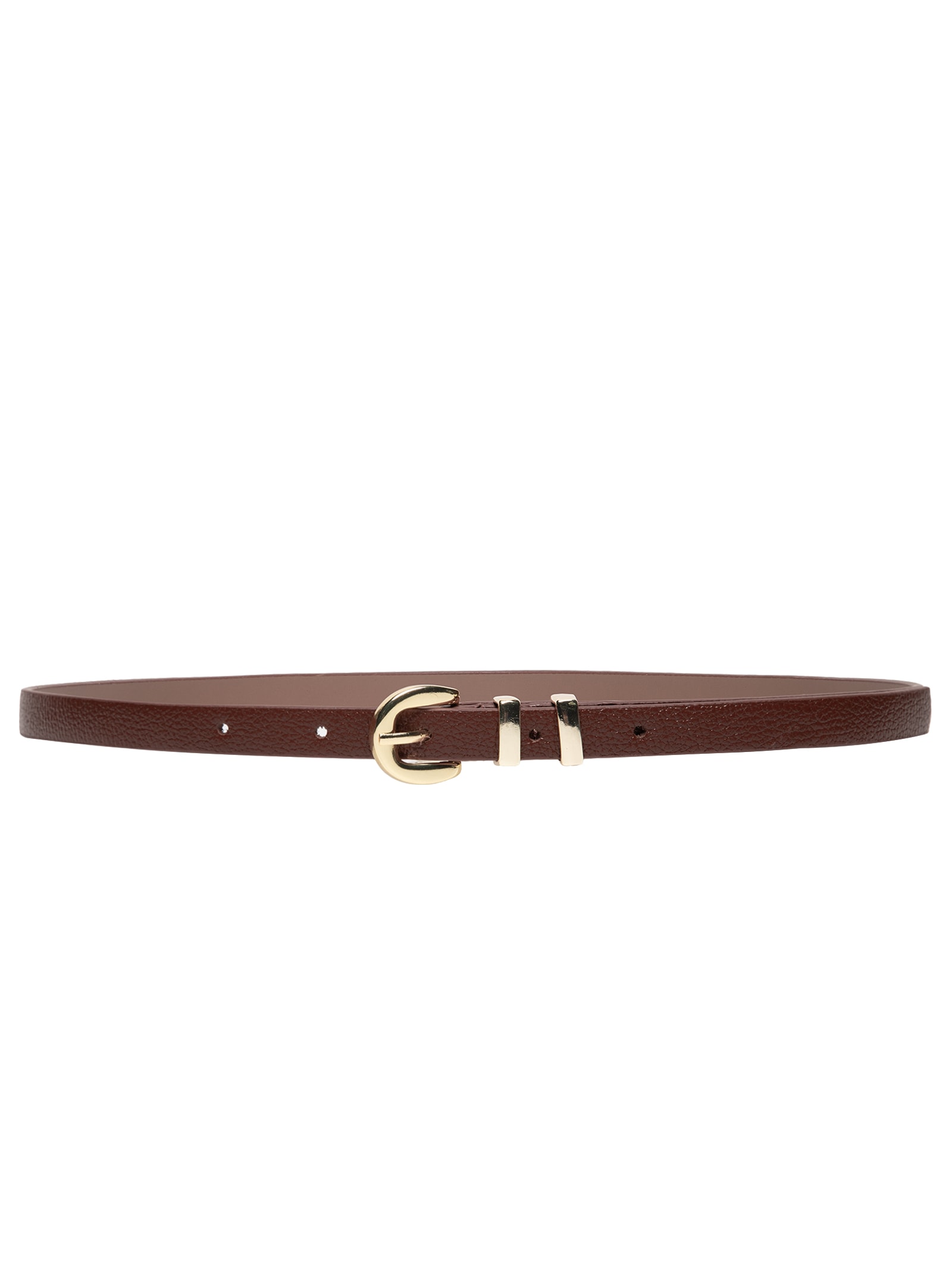 Cinto Feminino Couro Com Passante Duplo E Fivela De Metal Marrom Basiq