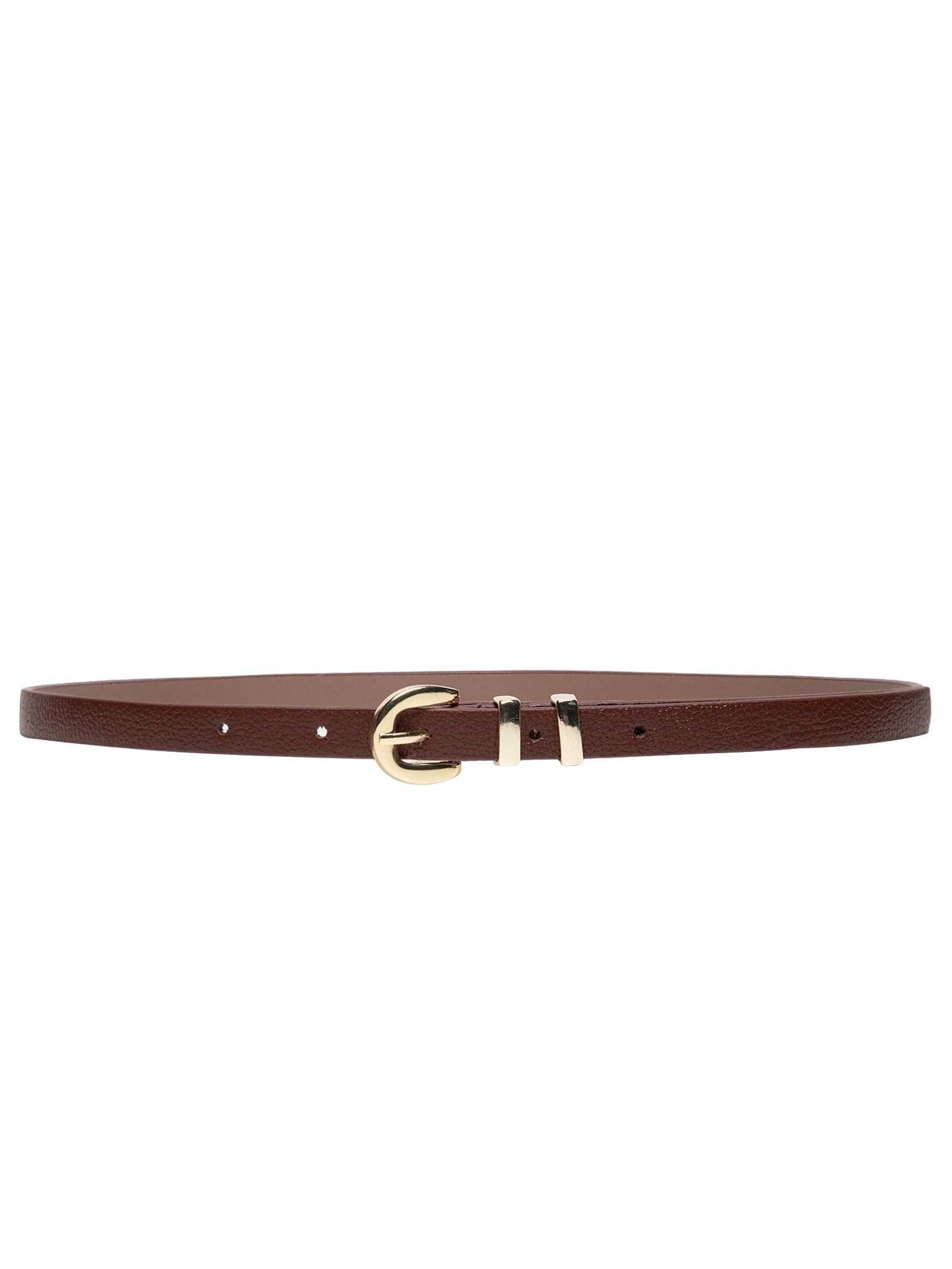 Cinto Feminino Couro Com Passante Duplo E Fivela De Metal Marrom Basiq