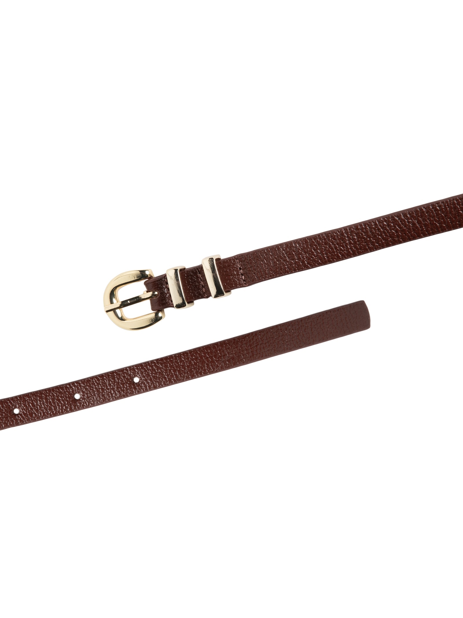 Cinto Feminino Couro Com Passante Duplo E Fivela De Metal Marrom Basiq